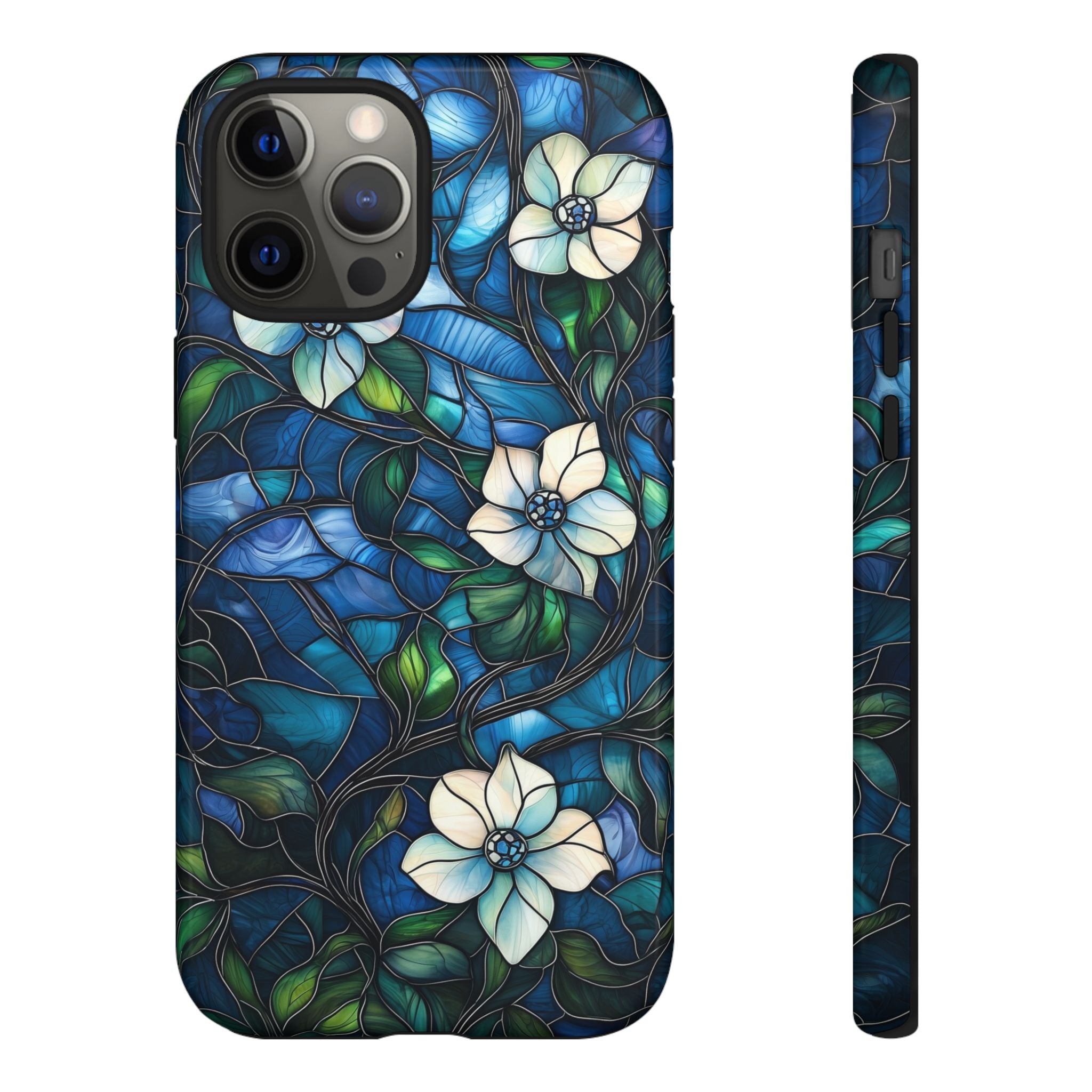 Floral Stained Glass iPhone Case – Blue Garden