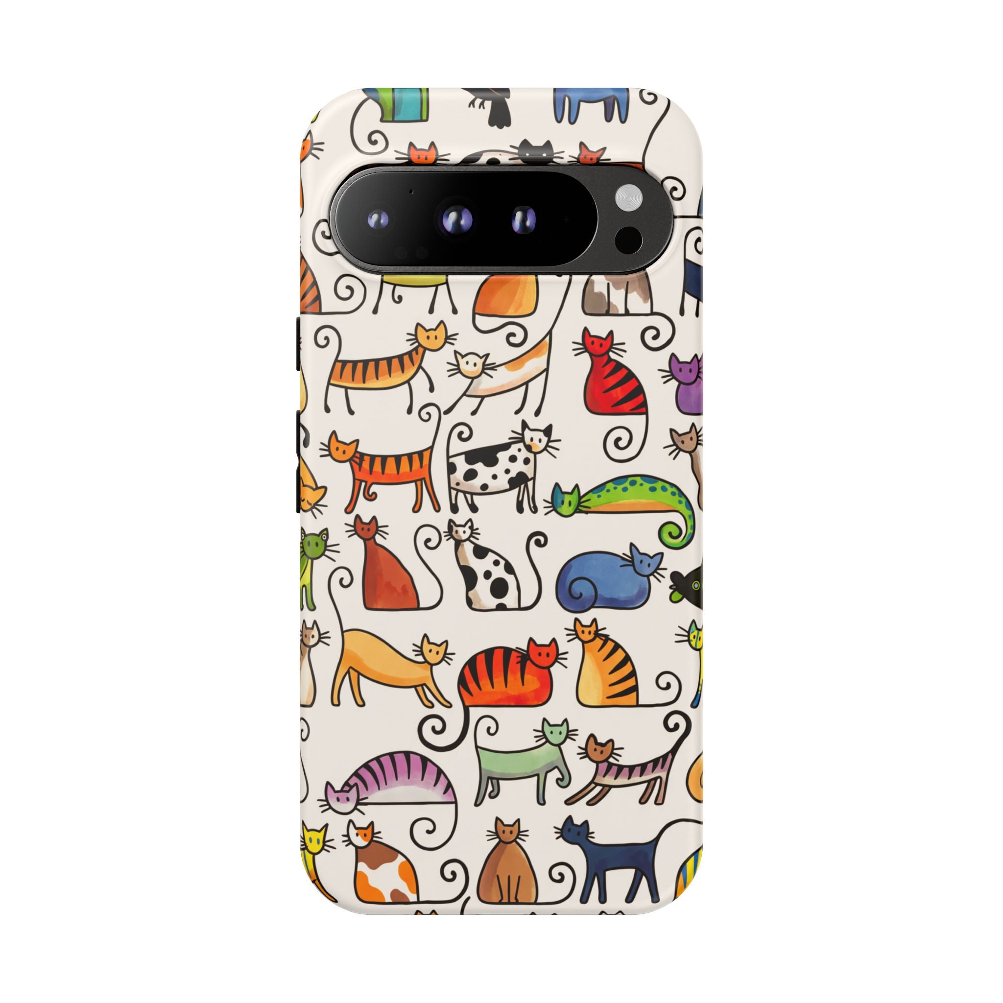 Cat Pattern Tough Google Pixel Case | Colourful Cartoon Cats