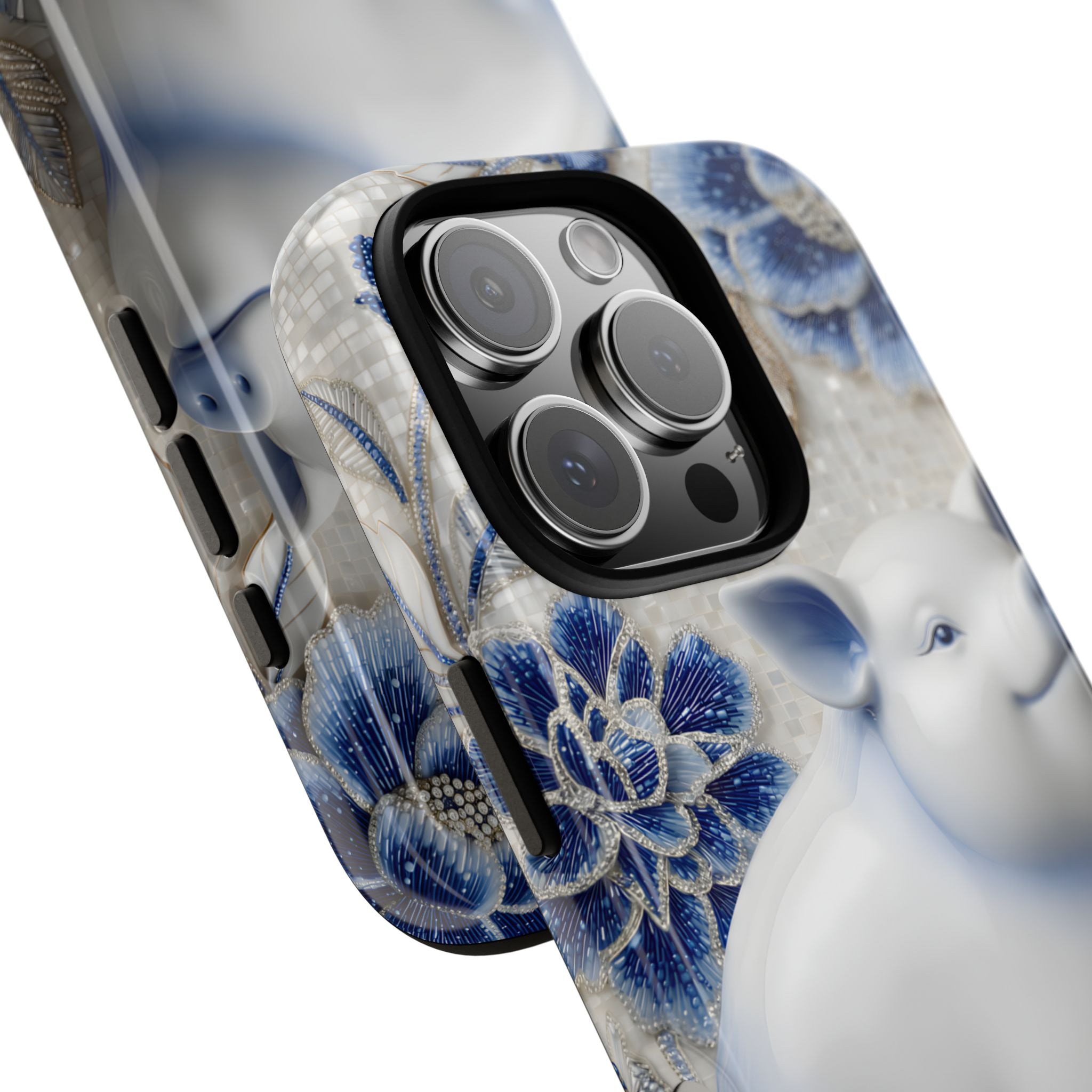 Asian Zodiac Pig iPhone Case | Blue & White Porcelain Slim Protective Shockproof Case| Year of the Pig Gift