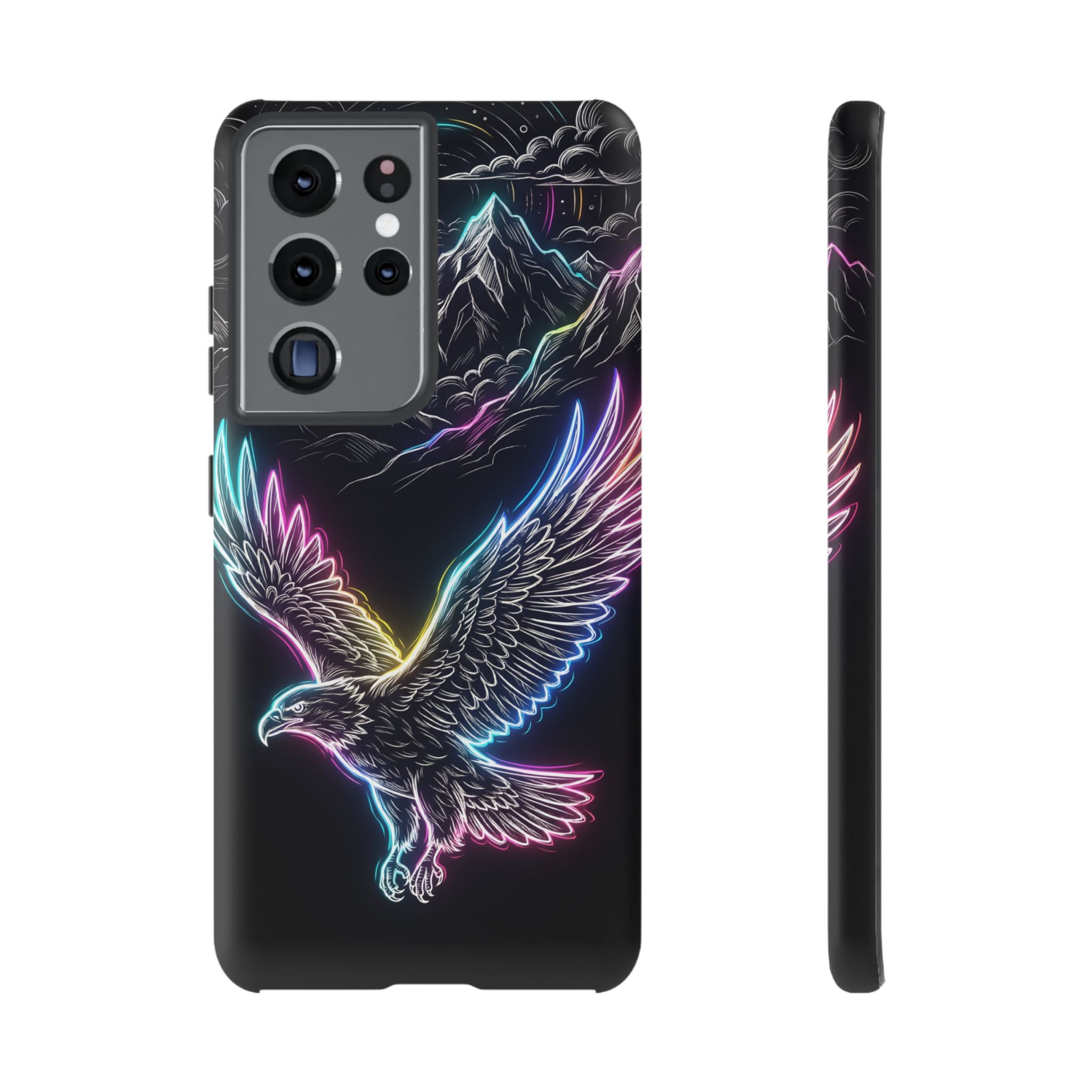 Neon Eagle Samsung Galaxy Phone Case with Mountain Design
