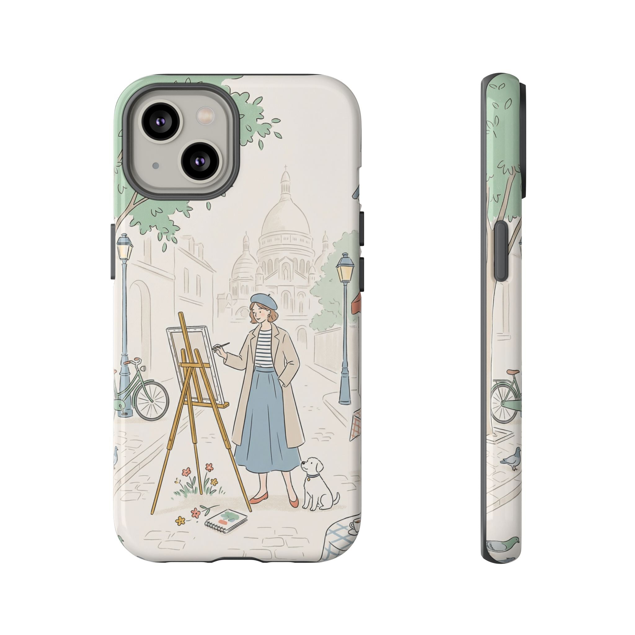 Artist in Paris iPhone Case | Vintage Painter Street Scene Protective Cover