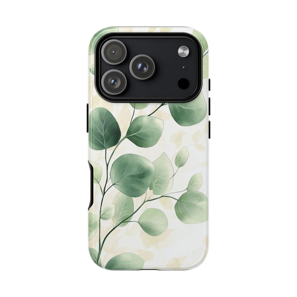 Botanical Eucalyptus Tough iPhone Case | Green Watercolour Leaf