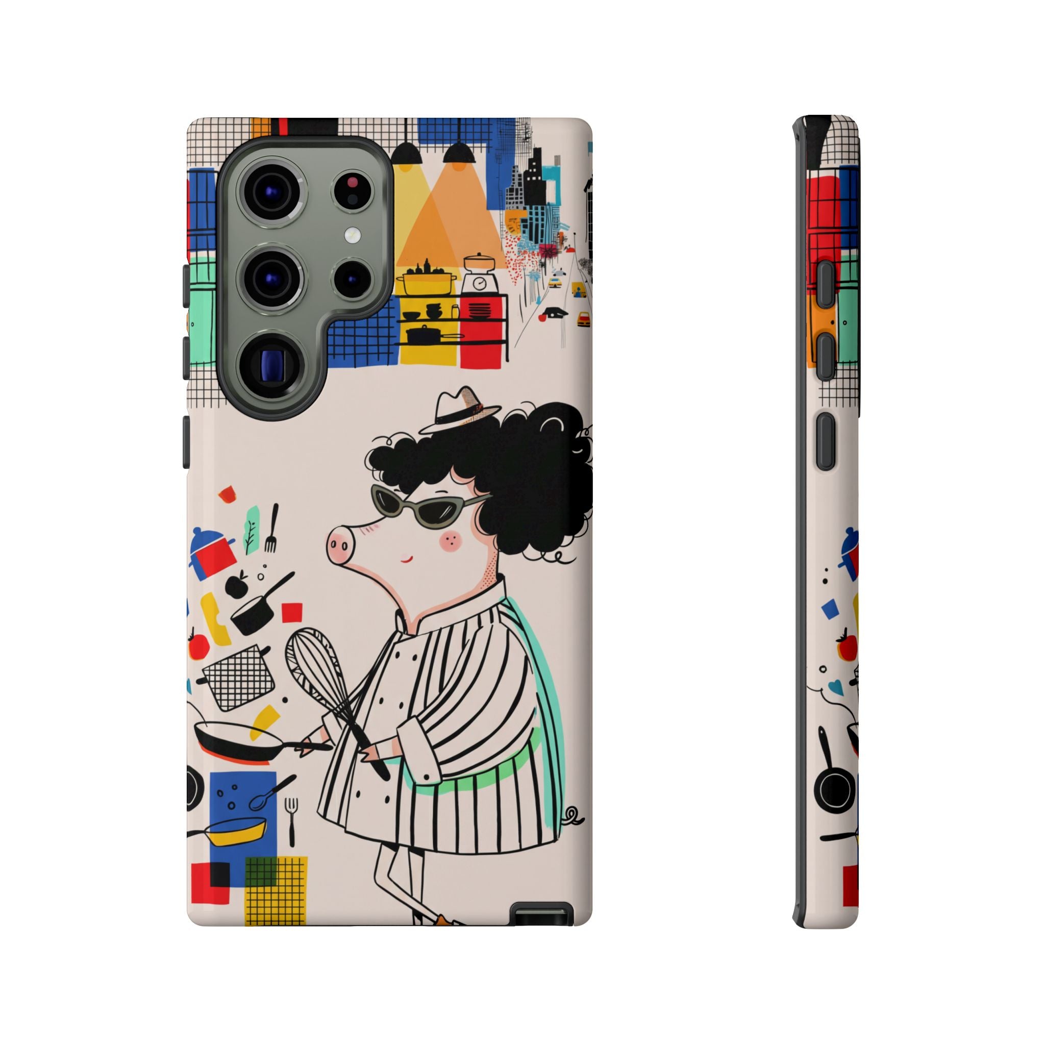 Cute Chef Pig Samsung Galaxy Phone Case | Quirky Cartoon Kitchen Art Tough Case