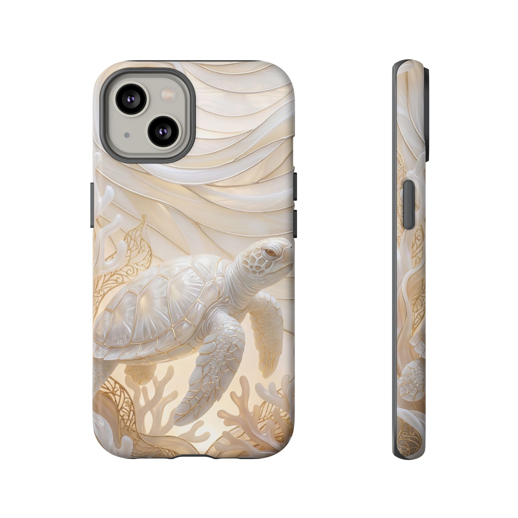 Sea Turtle Tough iPhone Case — Elegant Nautical Coral Design