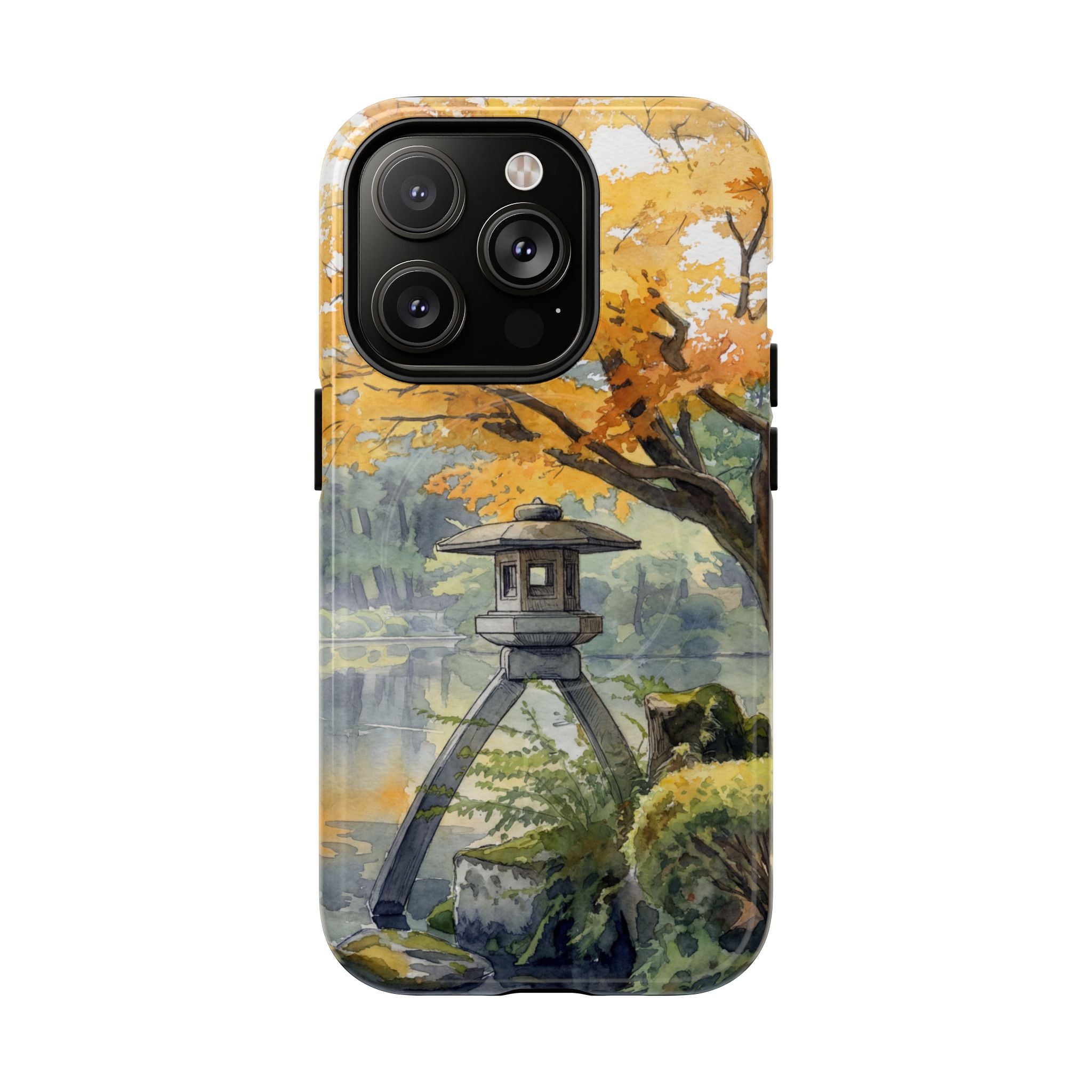 Autumn Japanese Garden MagSafe iPhone Case | Scenic Lantern Fall
