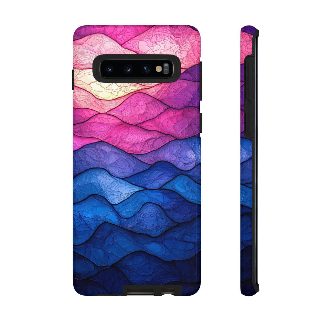 Custodia per Samsung Galaxy con onde astratte dell'oceano — Custodia resistente sfumata rosa e blu