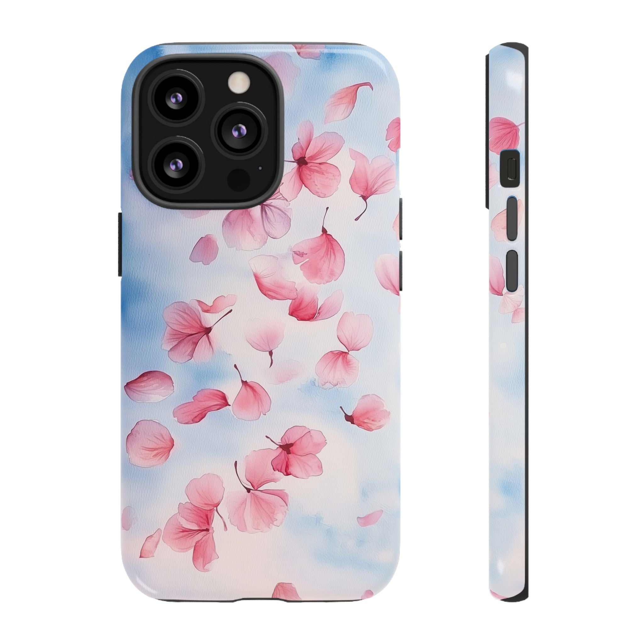 Floral Petal Tough iPhone Case | Pink Falling Blossoms