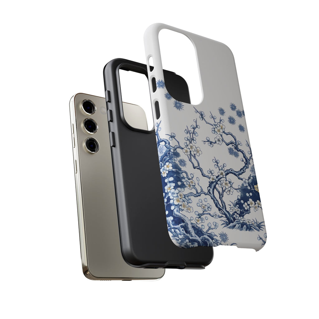 Vintage Blue White Porcelain Samsung Galaxy Phone Case | Chinoiserie Floral Tough Cover