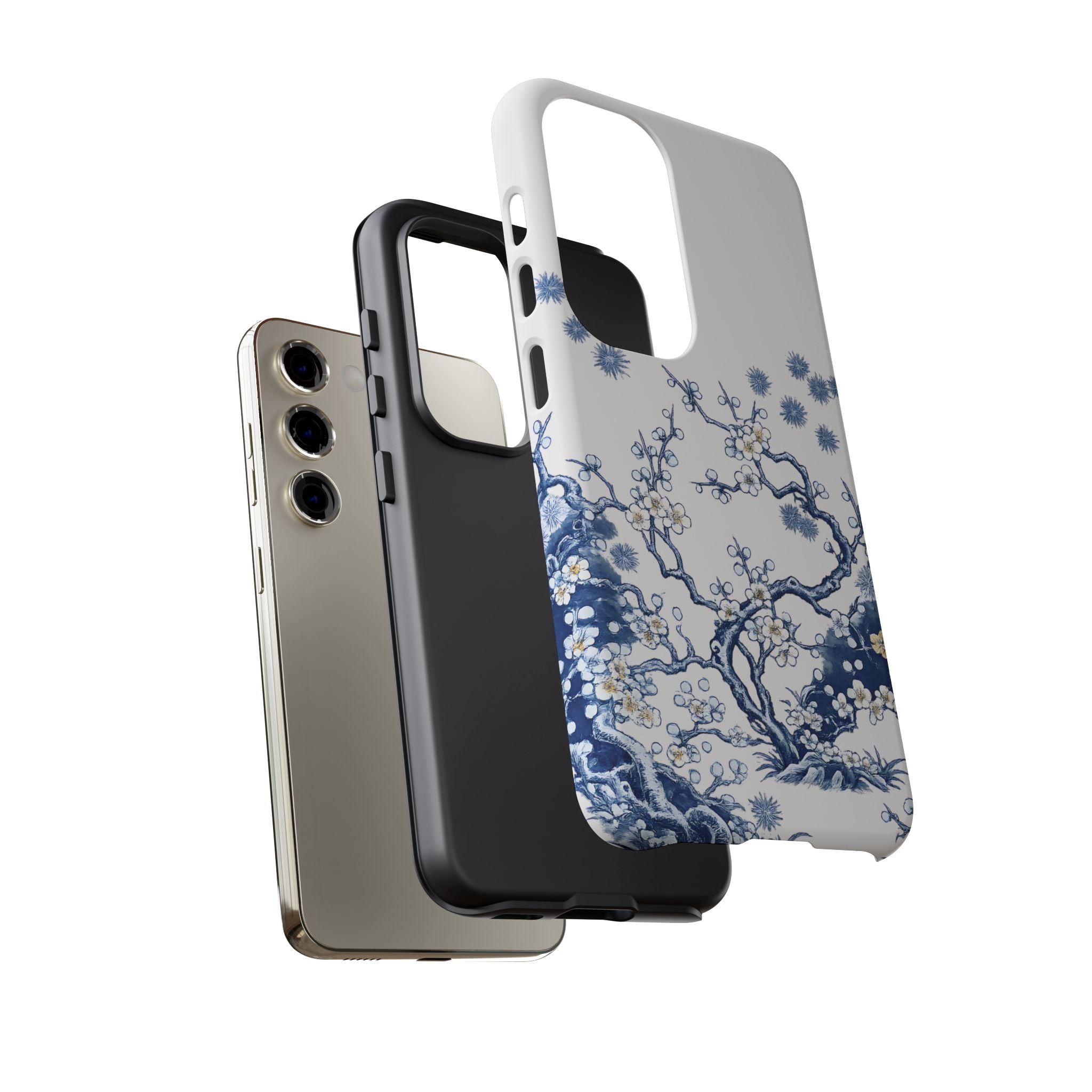 Vintage Blue White Porcelain Samsung Galaxy Phone Case | Chinoiserie Floral Tough Cover
