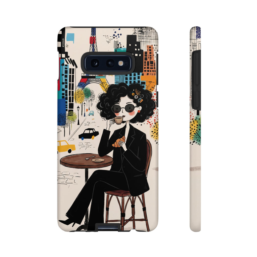 Paris Cafe Chic Samsung Galaxy Phone Case | Stylish Woman Illustration iPhone Cover