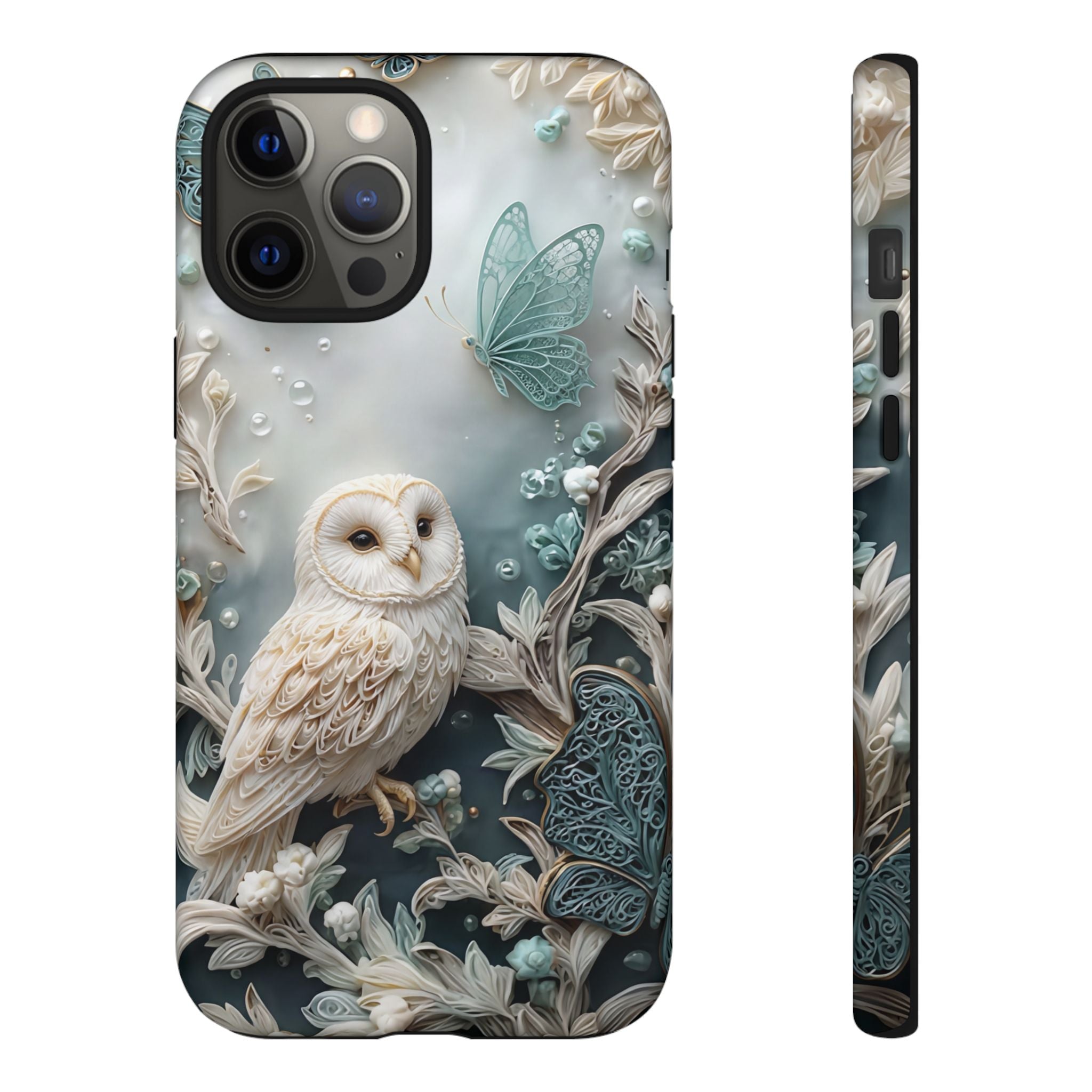 Barn Owl & Butterflies Tough iPhone Case