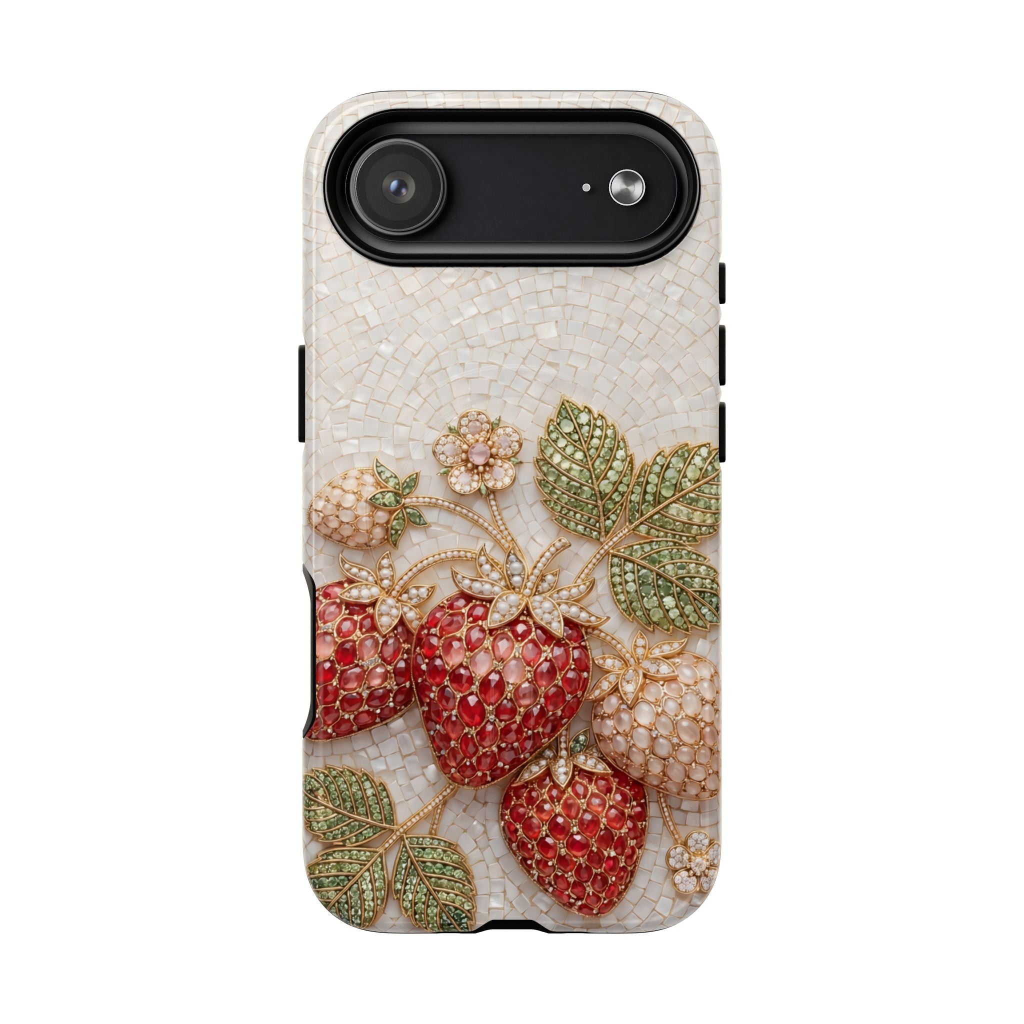 Strawberry Gem Tough MagSafe iPhone Case | Vintage Beaded Fruit Design