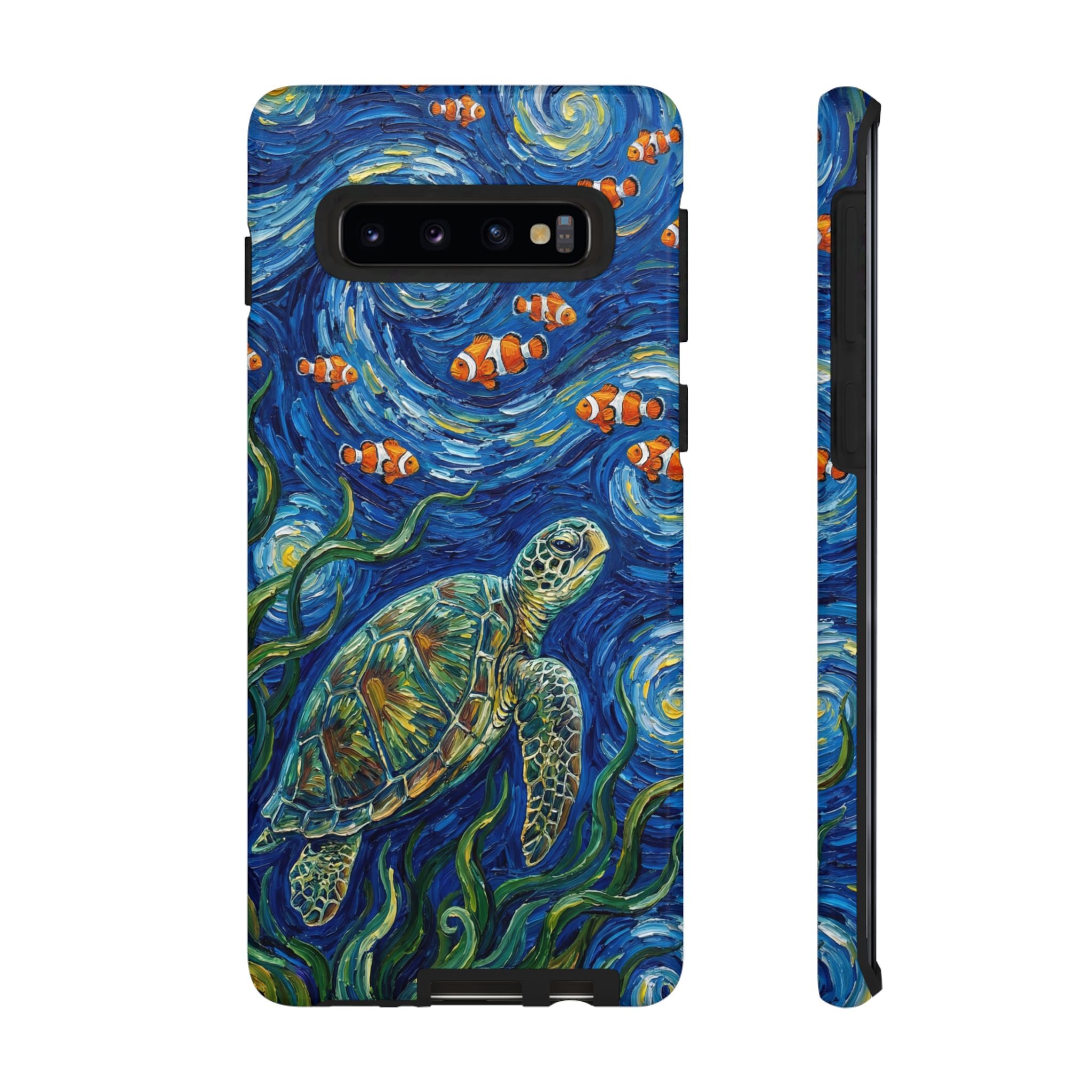 Sea Turtle & Clownfish Tough Samsung Galaxy Case | Van Gogh Style Ocean Art