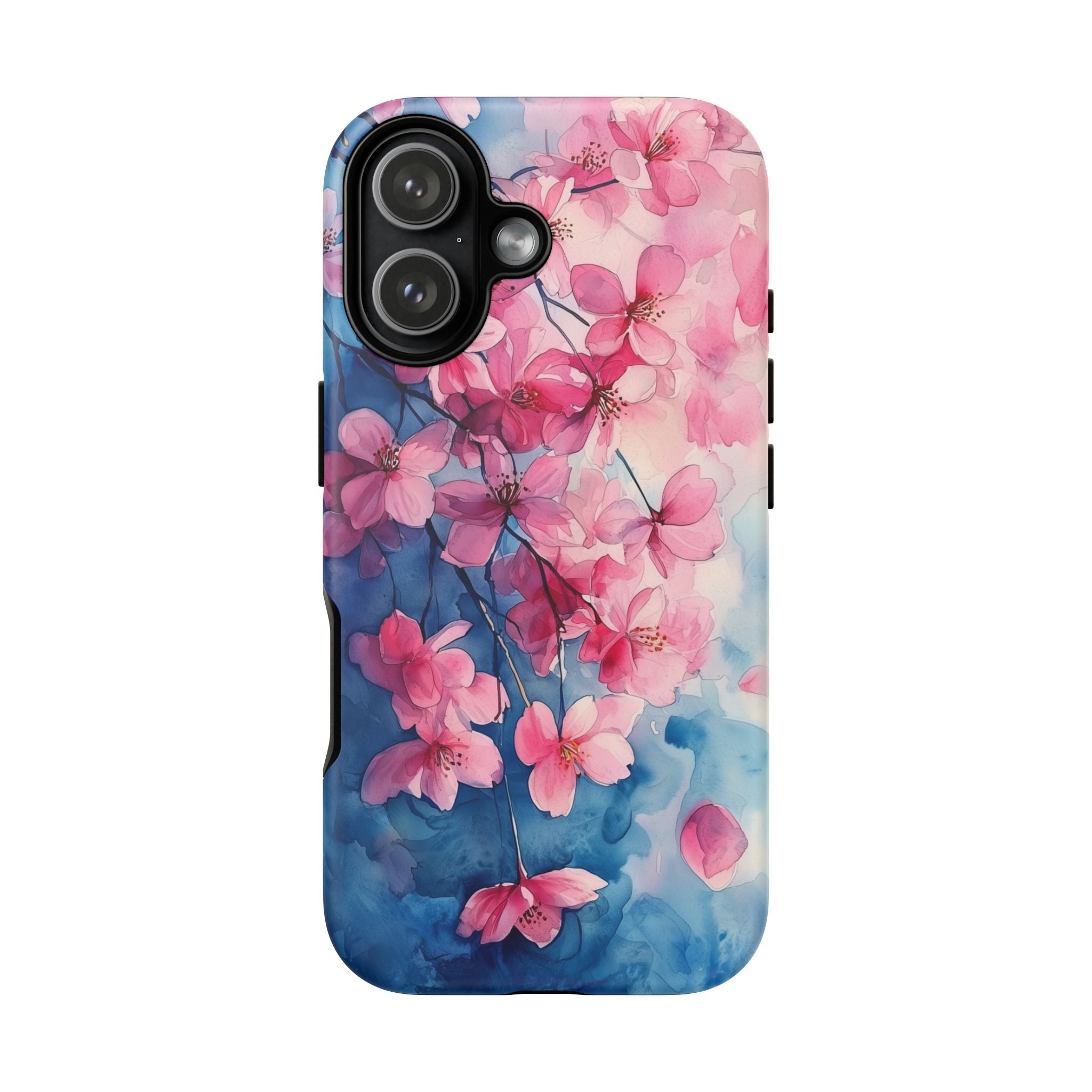 Floral Cherry Blossom iPhone Case | Pink Blue Watercolour