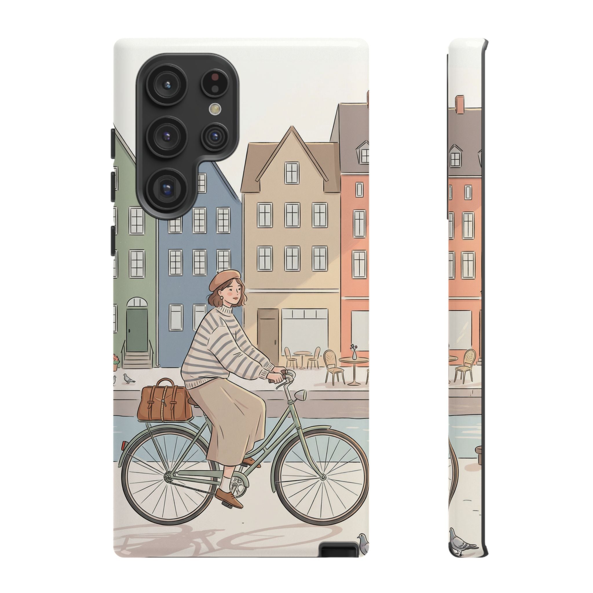City Bike Samsung Galaxy Phone Case | Cozy European Street Illustration Tough Cases
