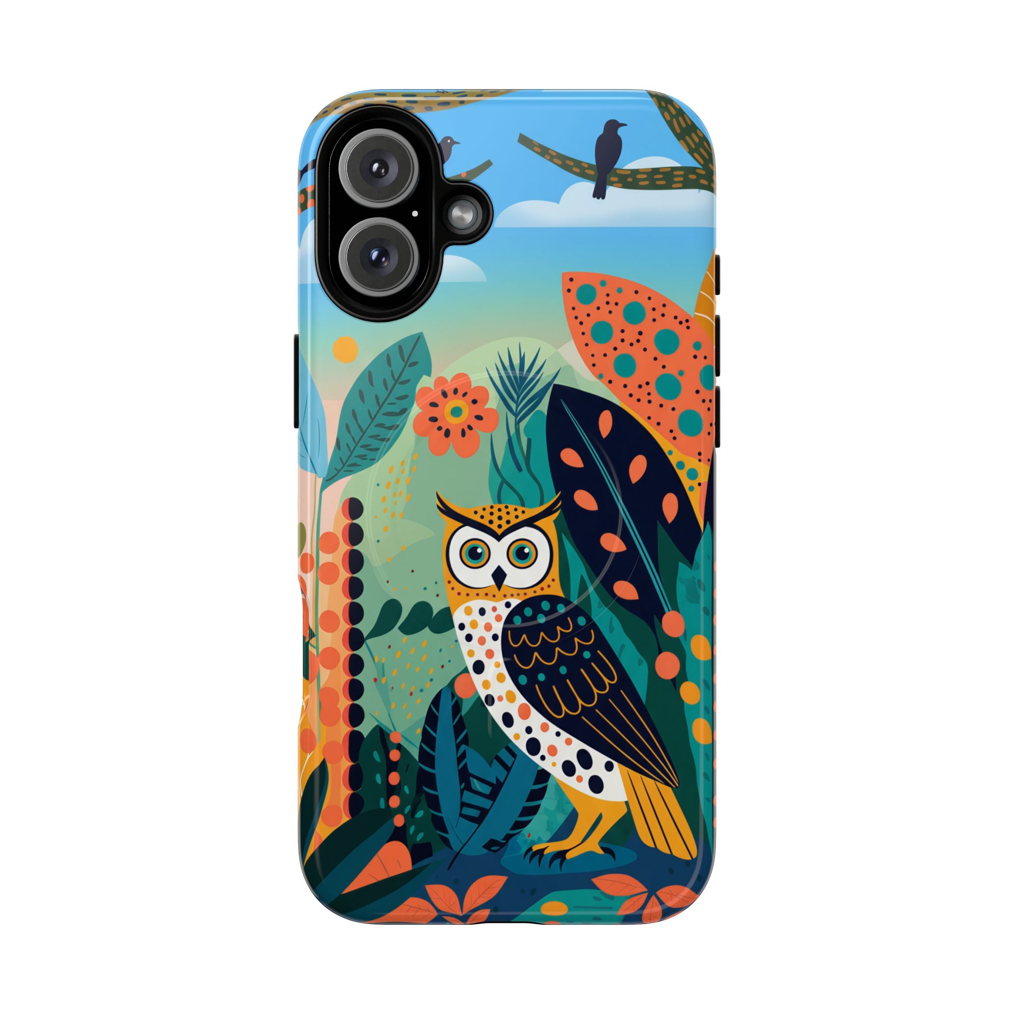Botanical Forest Colourful Owl MagSafe iPhone Case
