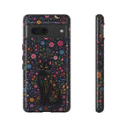 Celestial Black Cat Google Pixel Phone Case | Whimsigoth Floral