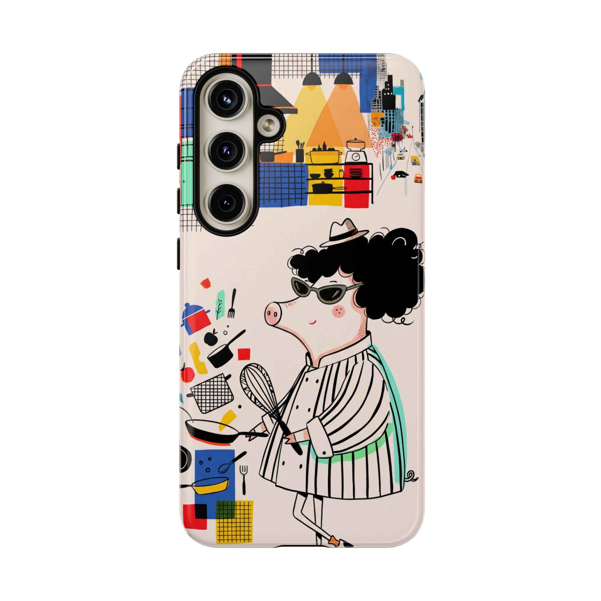 Cute Chef Pig Samsung Galaxy Phone Case | Quirky Cartoon Kitchen Art Tough Case