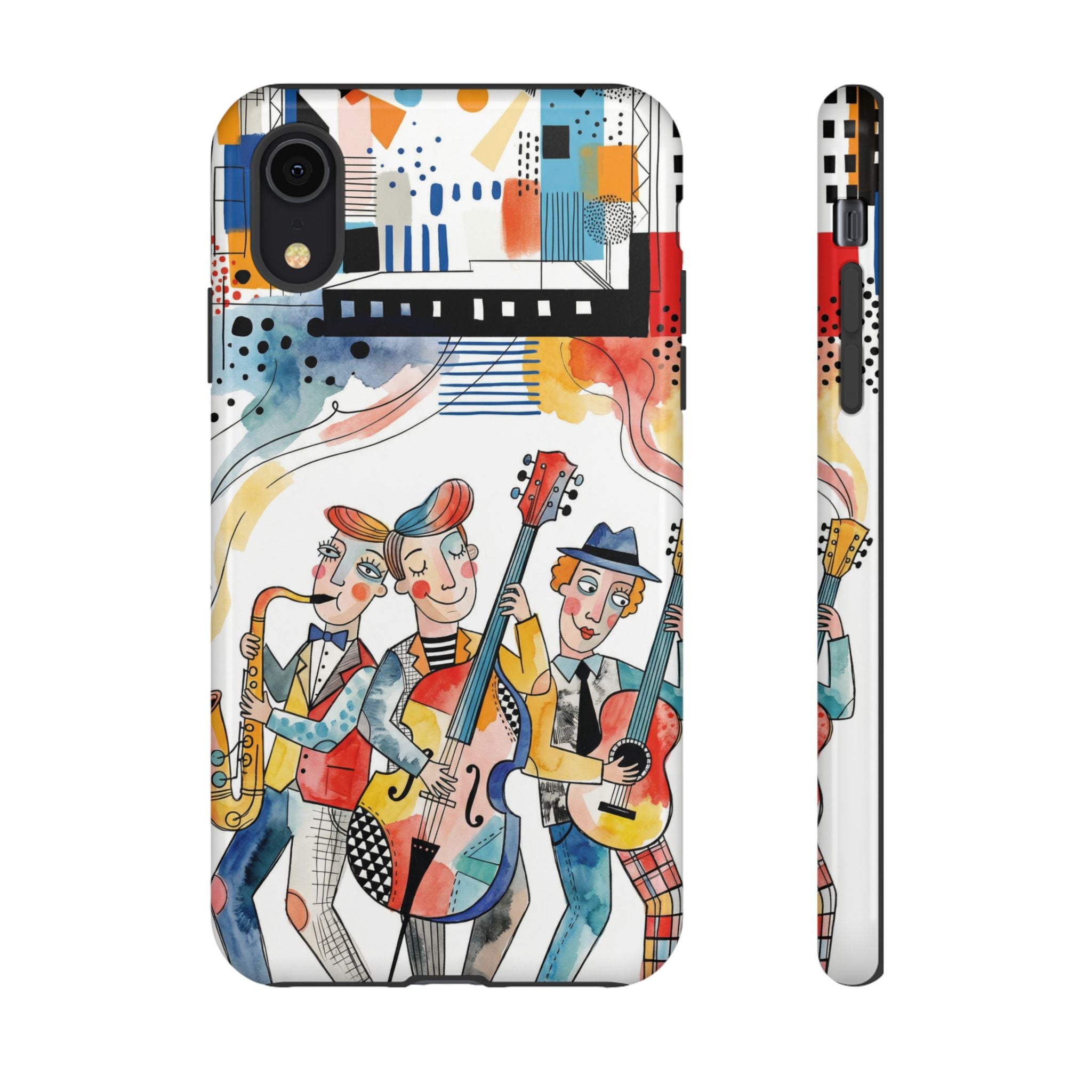 Musical Trio Illustrated iPhone Case | Colorful Jazz Band Art Phone Cover