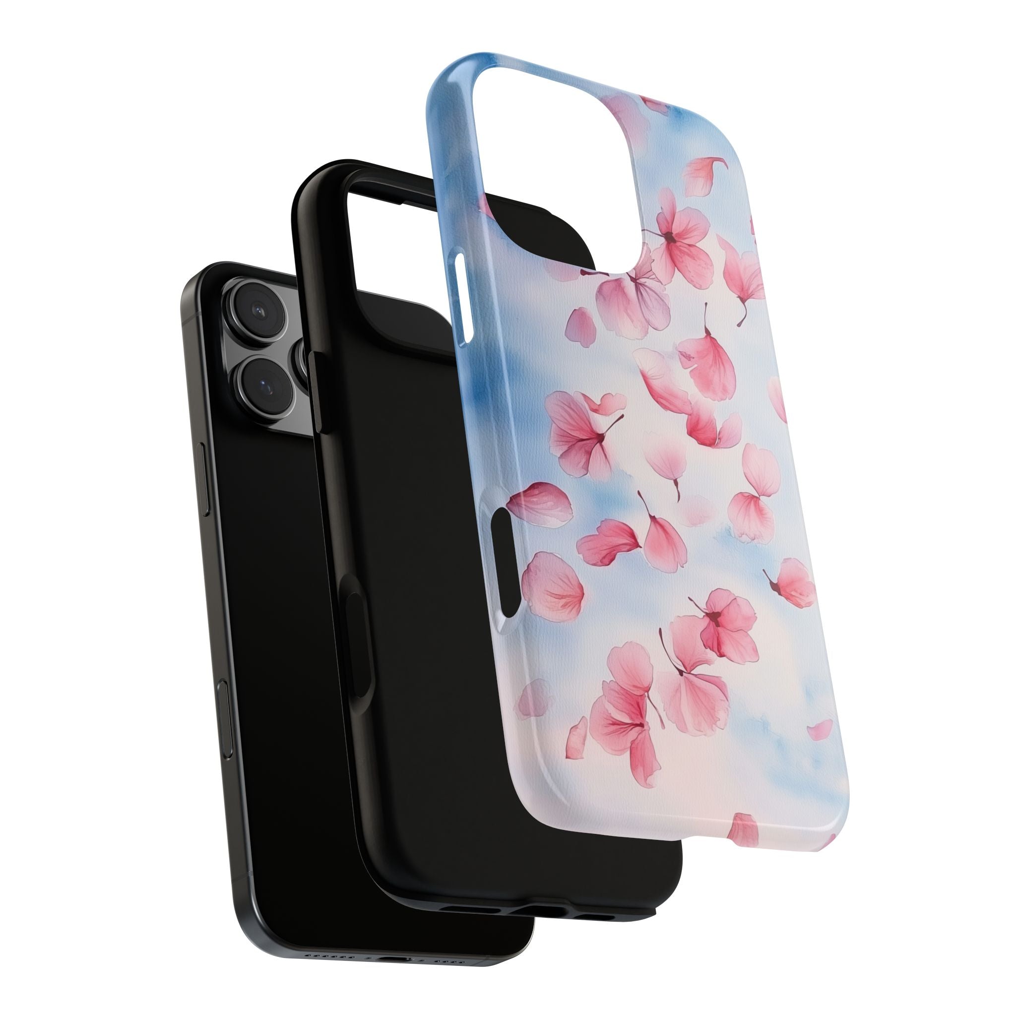 Floral Petal Tough iPhone Case | Pink Falling Blossoms