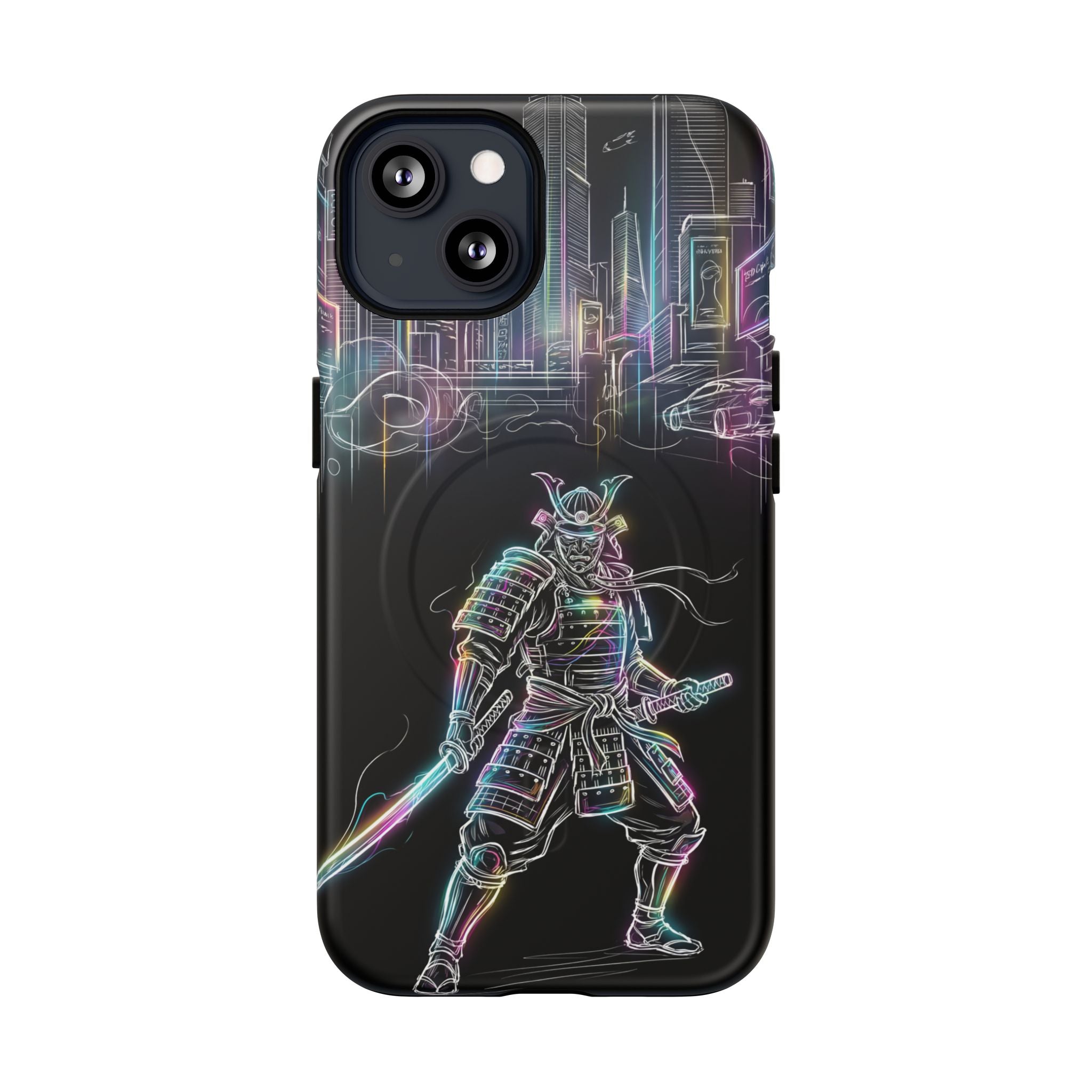 Neon Samurai MagSafe iPhone Case | Cyberpunk City Armor