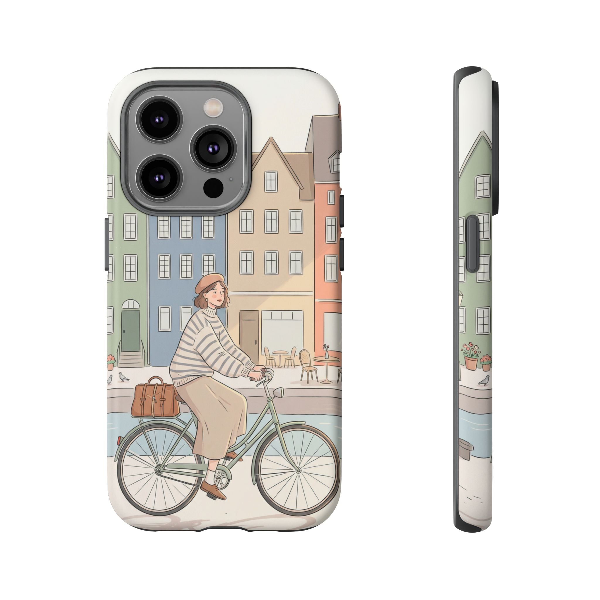 City Bike iPhone Case | Cozy European Street Illustration Tough Cases
