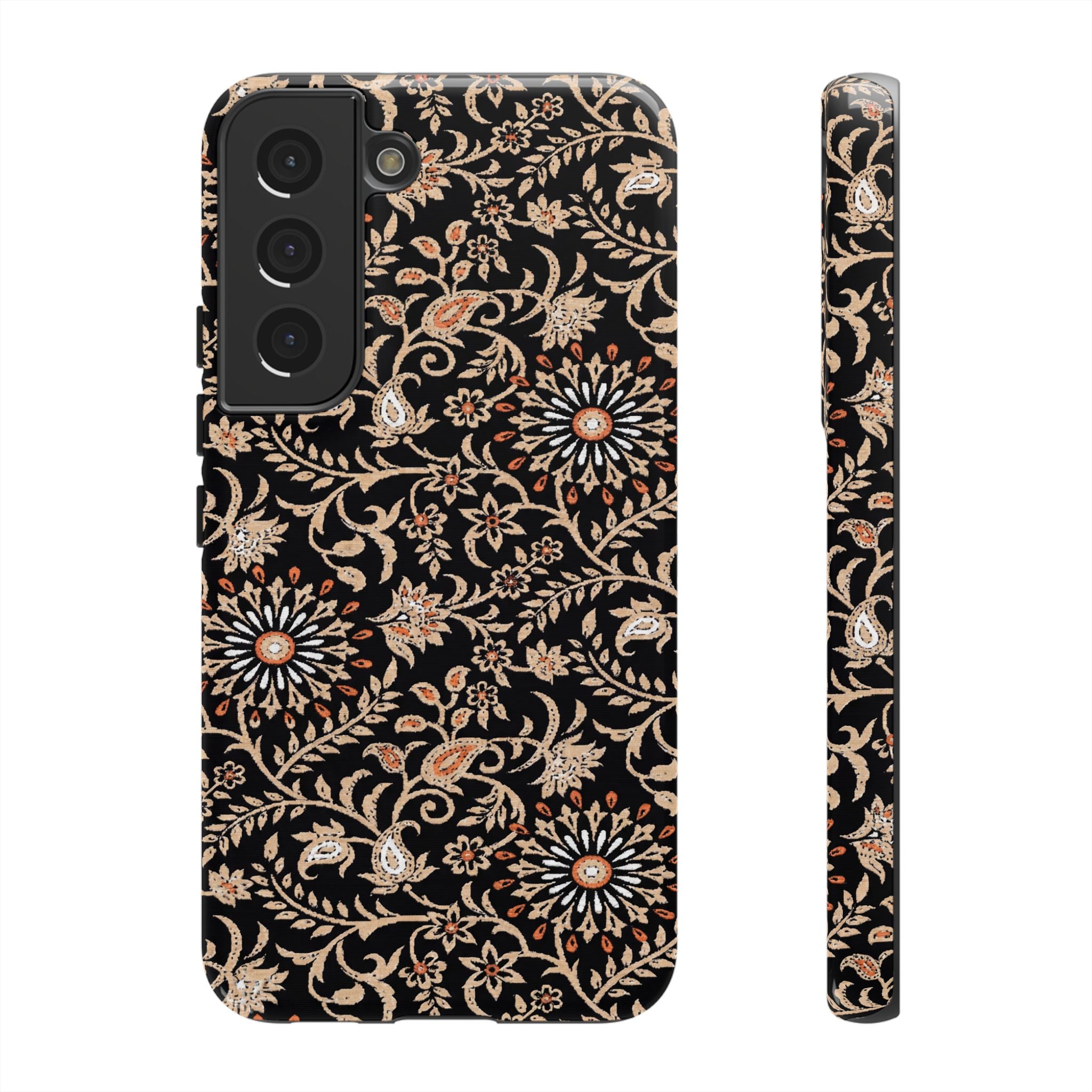 Batik Floral Black Ornate Daisies Tough Samsung Galaxy Case