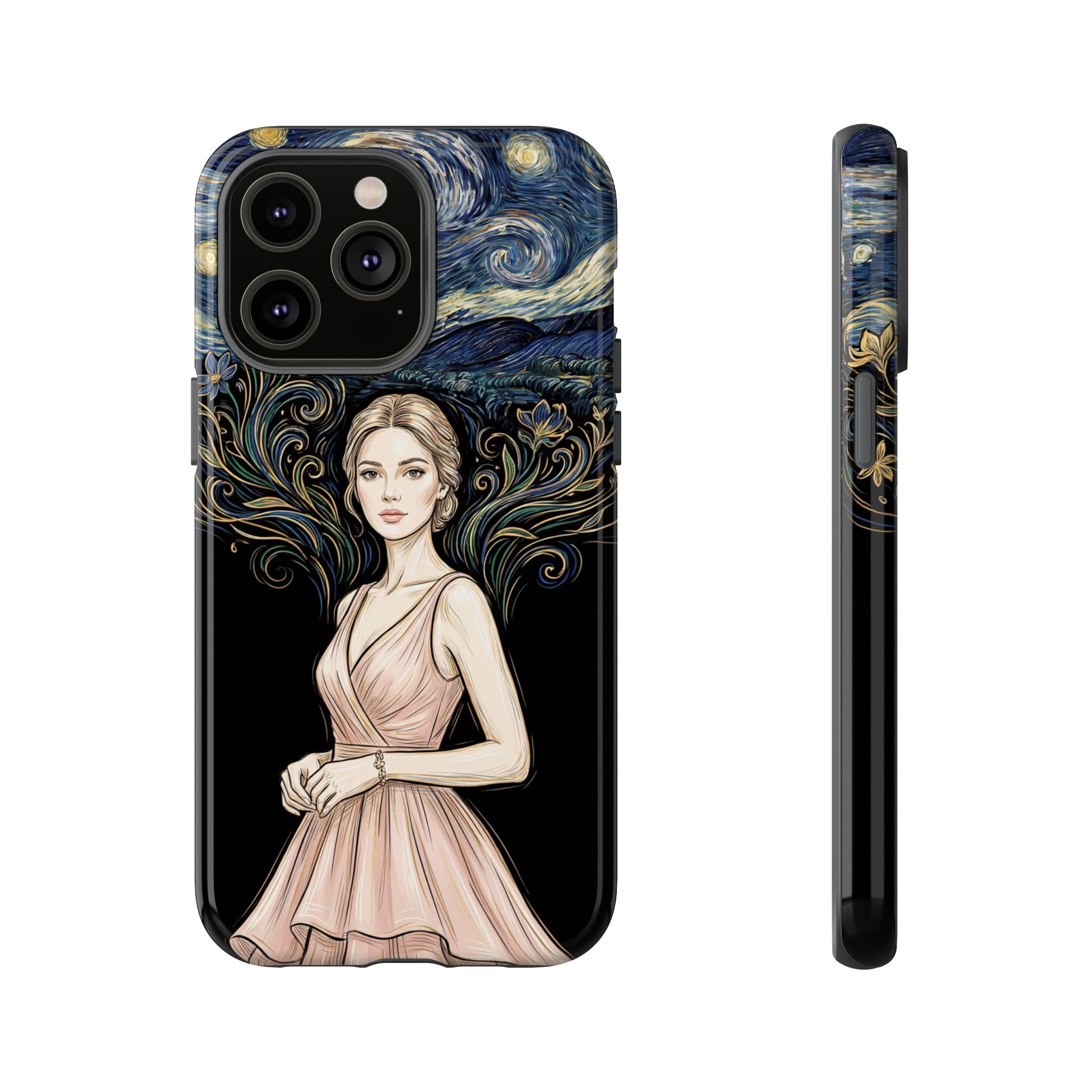 Art Nouveau Starry Night iPhone Case | Elegant Woman Illustration Tough Case