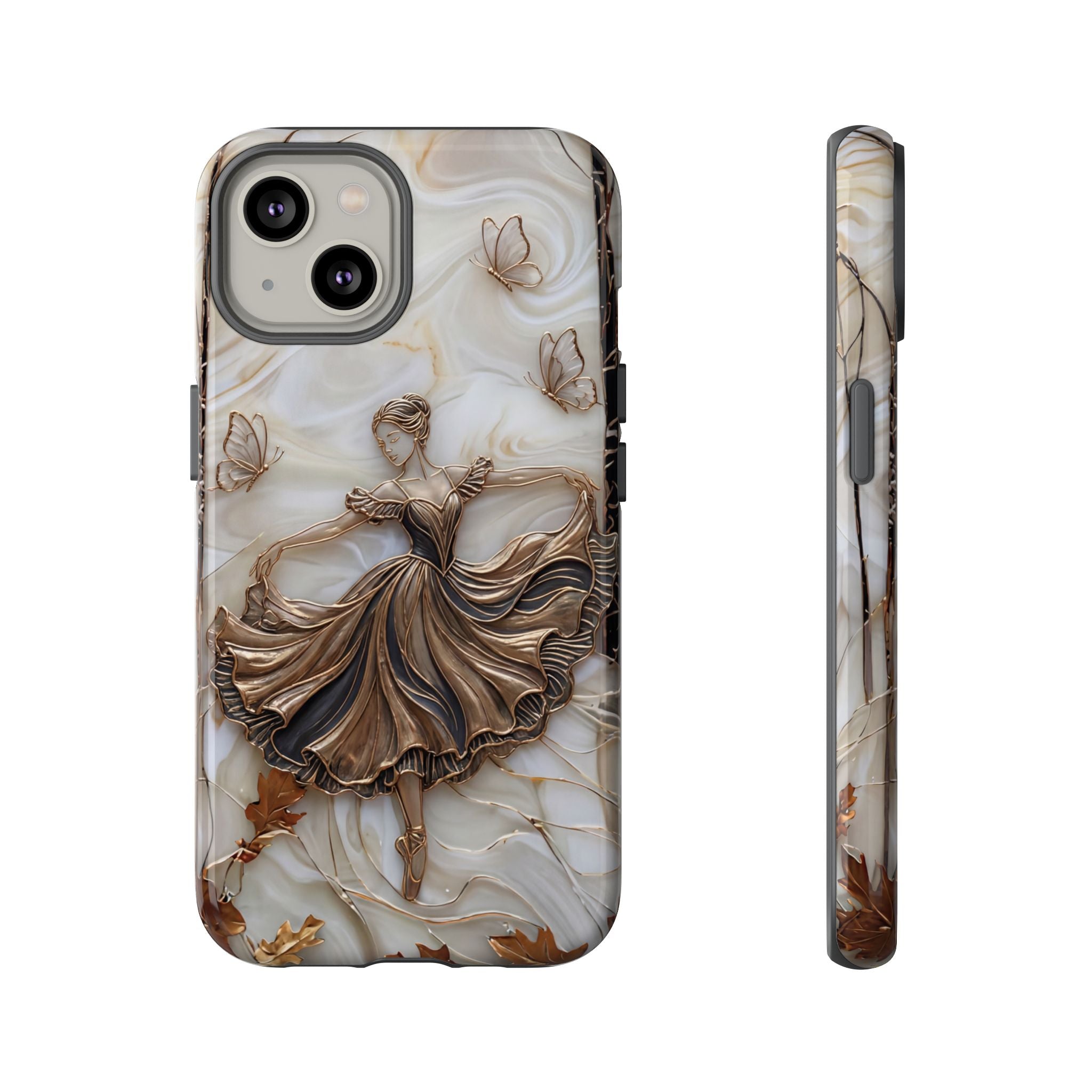 Elegant Bronze Ballerina Dance Design iPhone Case