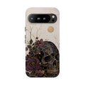 Gothic Skull Google Pixel Phone Case | Dark Floral Rose Art Cover