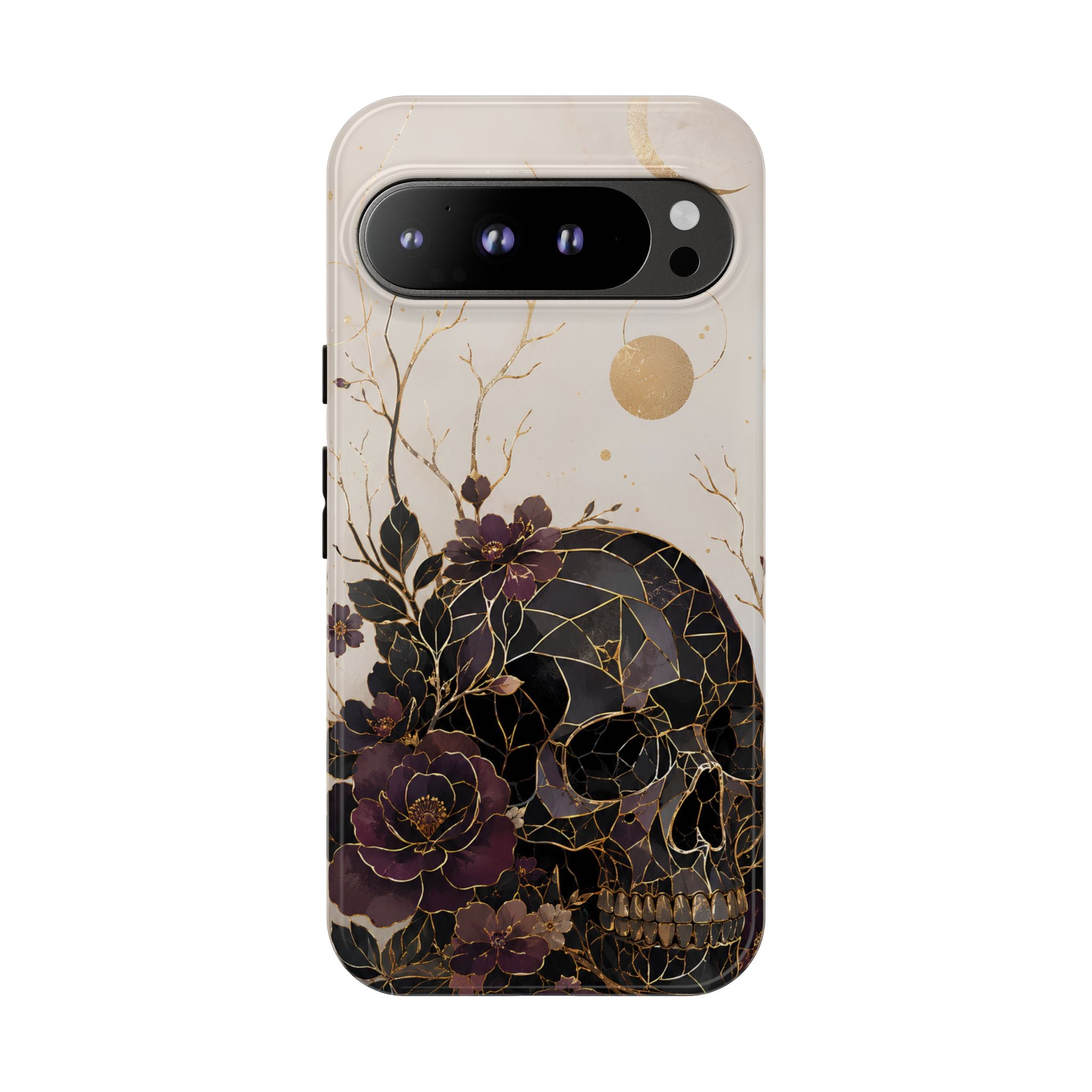 Gothic Skull Google Pixel Phone Case | Dark Floral Rose Art Cover