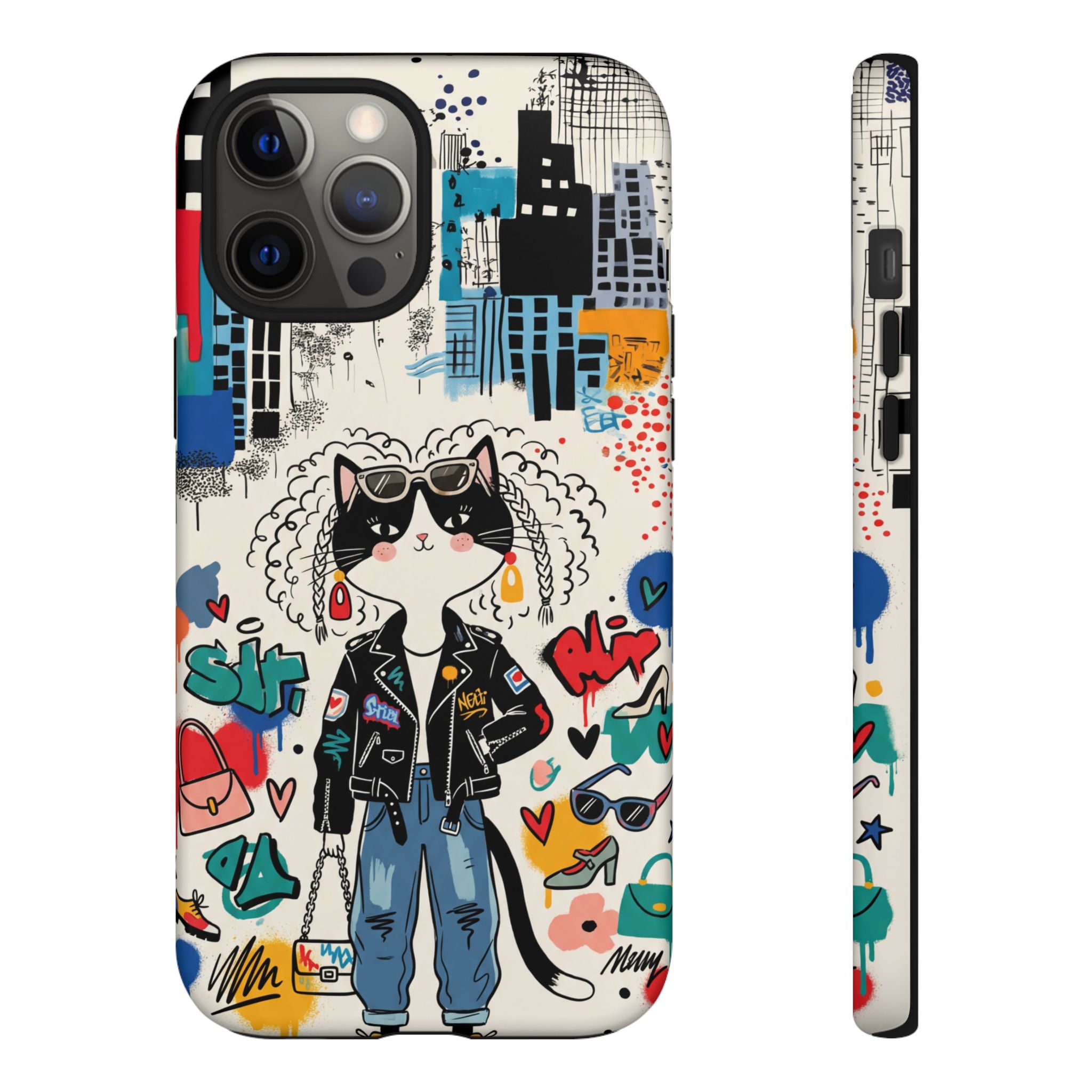 Punk City Cat Graffiti Design iPhone Case