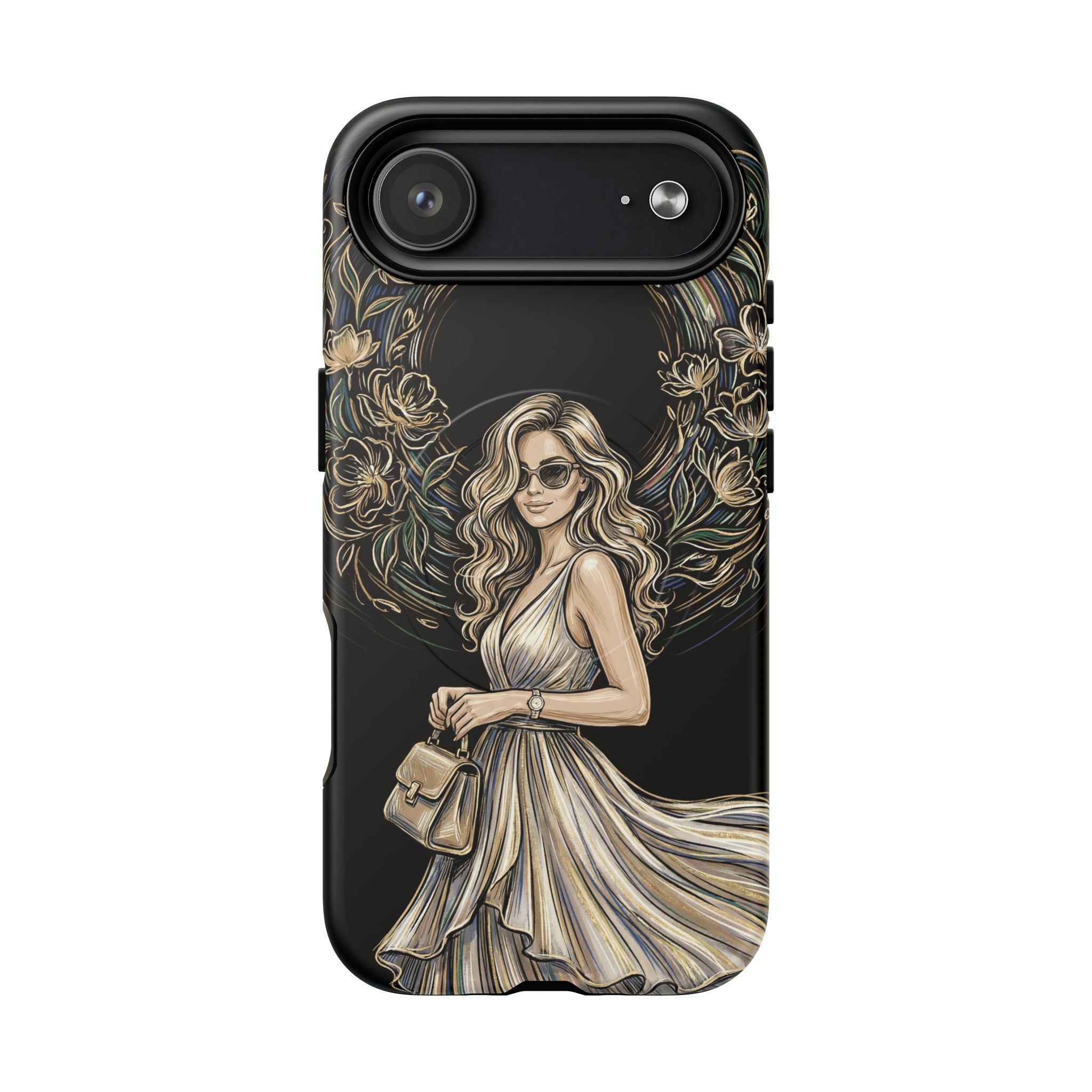 Stylish Woman Floral Wreath Tough MagSafe iPhone Case