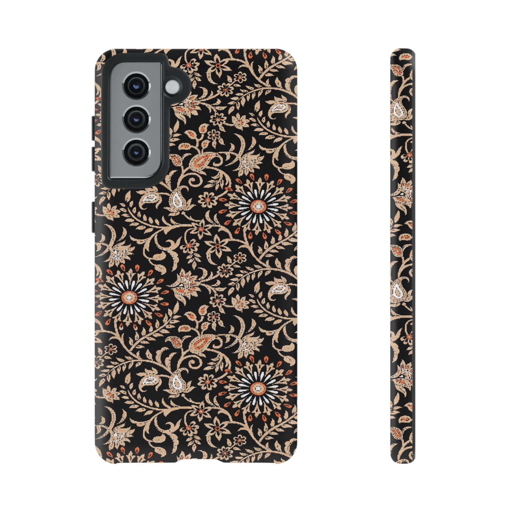 Batik Floral Black Ornate Daisies Tough Samsung Galaxy Case