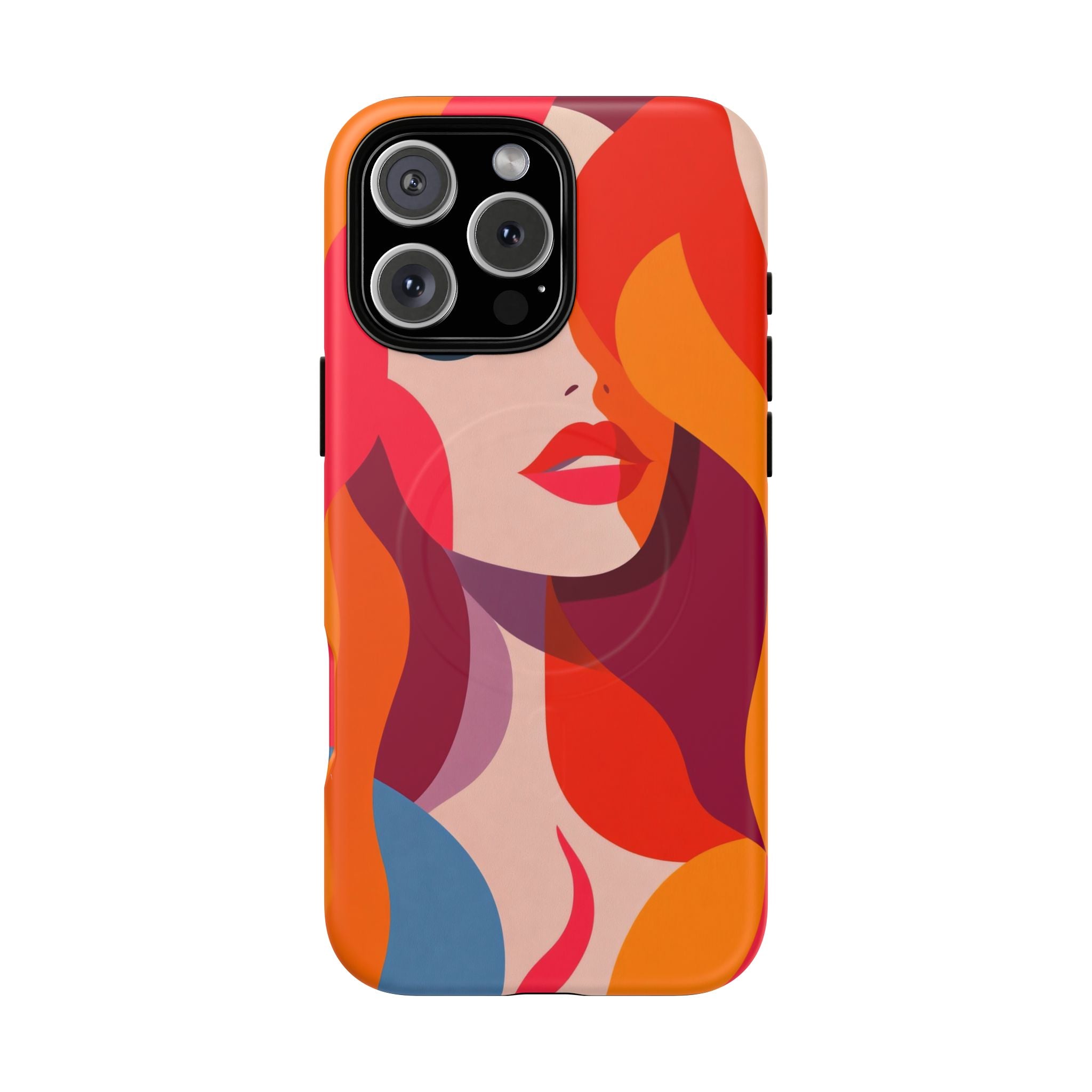 Custodia MagSafe per iPhone con donna pop art retrò | Ritratto astratto colorato e audace