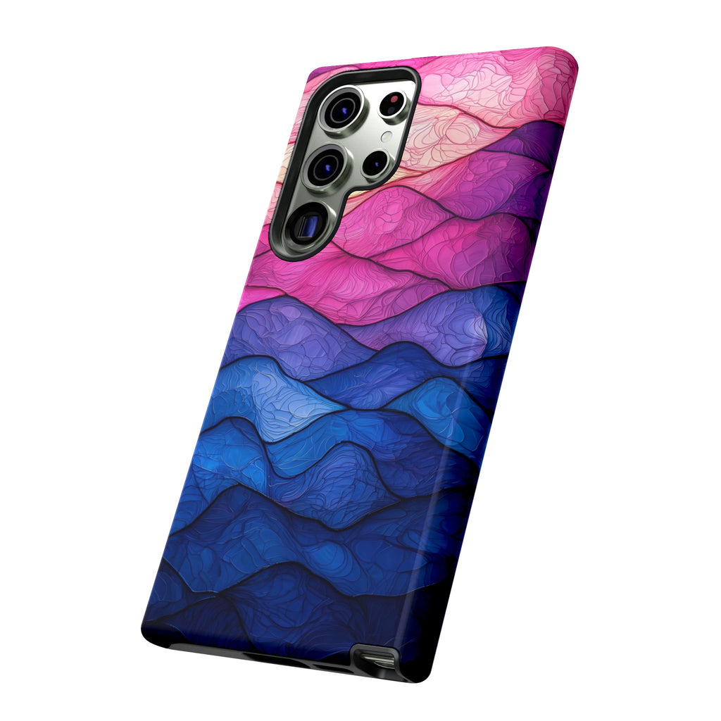 Abstract Ocean Waves Samsung Galaxy Case — Pink & Blue Gradient Tough Case