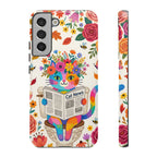 Floral Rainbow Cat Samsung Galaxy Phone Case | Cat News Design