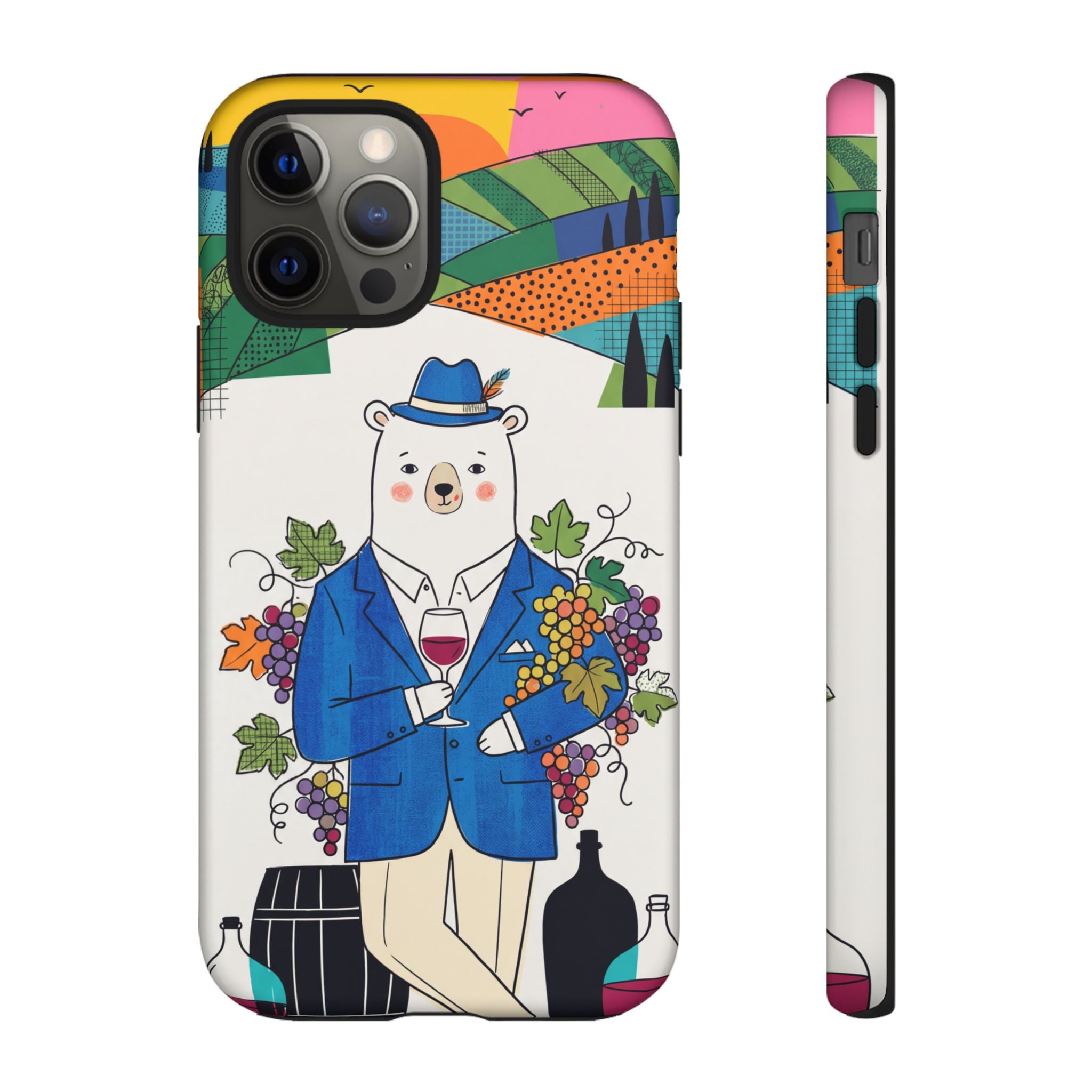 Dapper Polar Bear Wine Lover Illustrated Protective iPhone Case