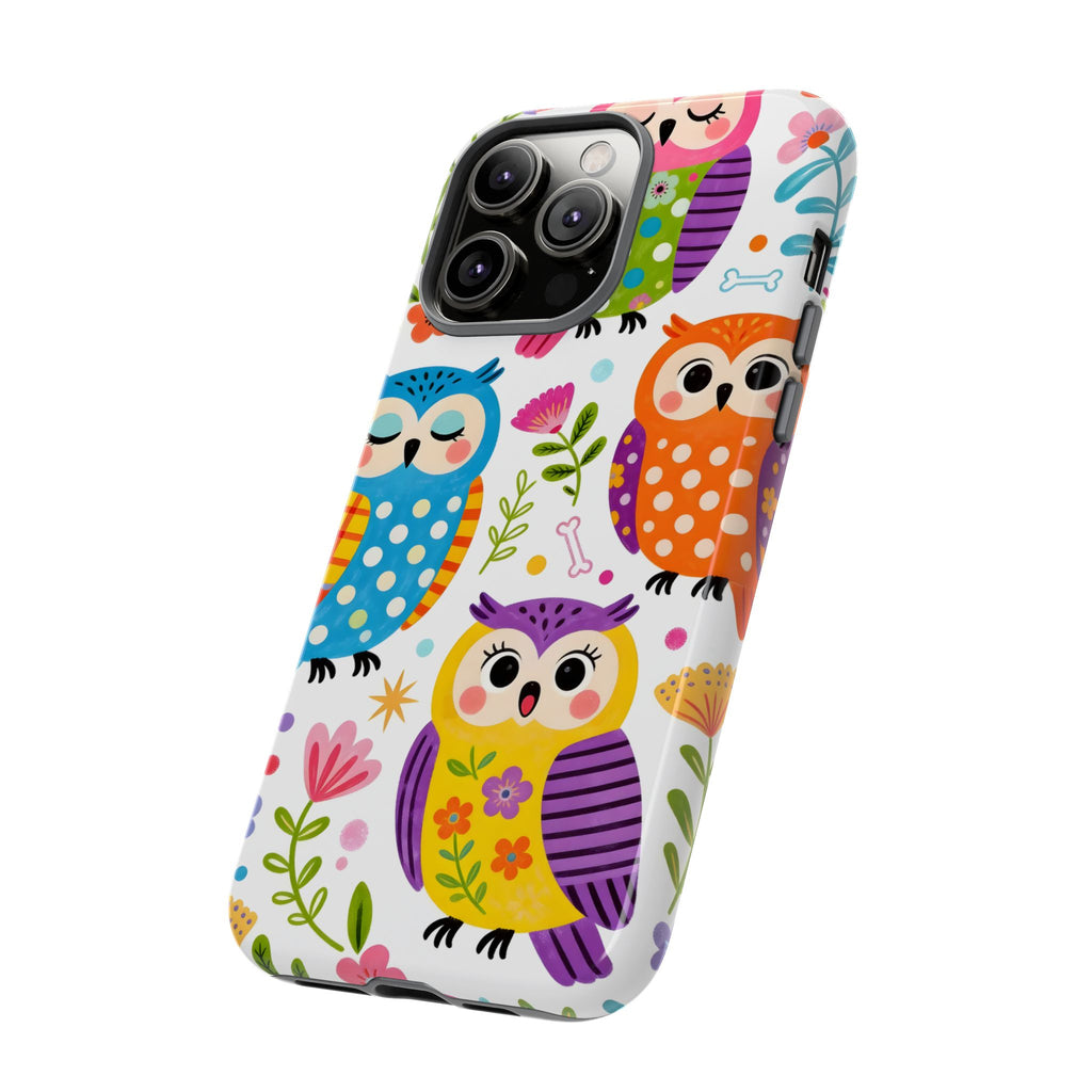 Cute Colorful Owls iPhone Case | Cute Owl Pattern Tough Case
