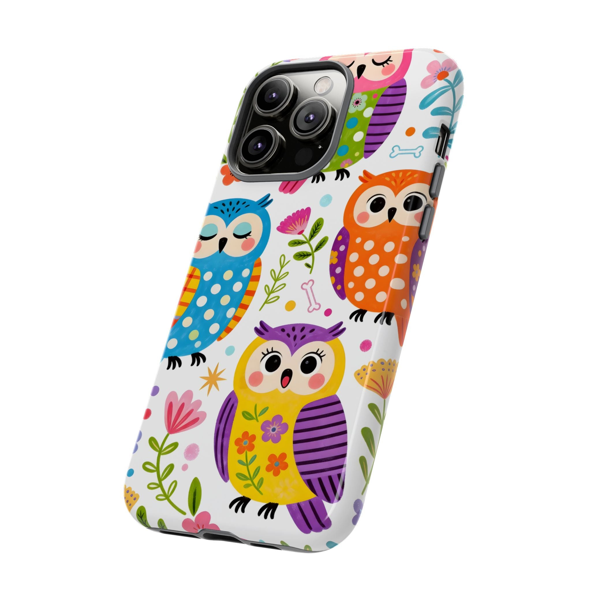 Cute Colorful Owls iPhone Case | Cute Owl Pattern Tough Case
