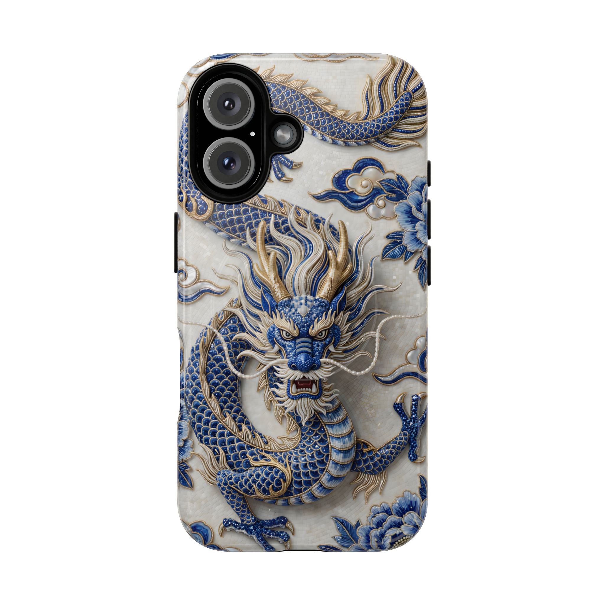 Asian Zodiac Dragon MagSafe iPhone Case | Blue & White Porcelain Luxury Protective Case | Year of the Dragon Gift