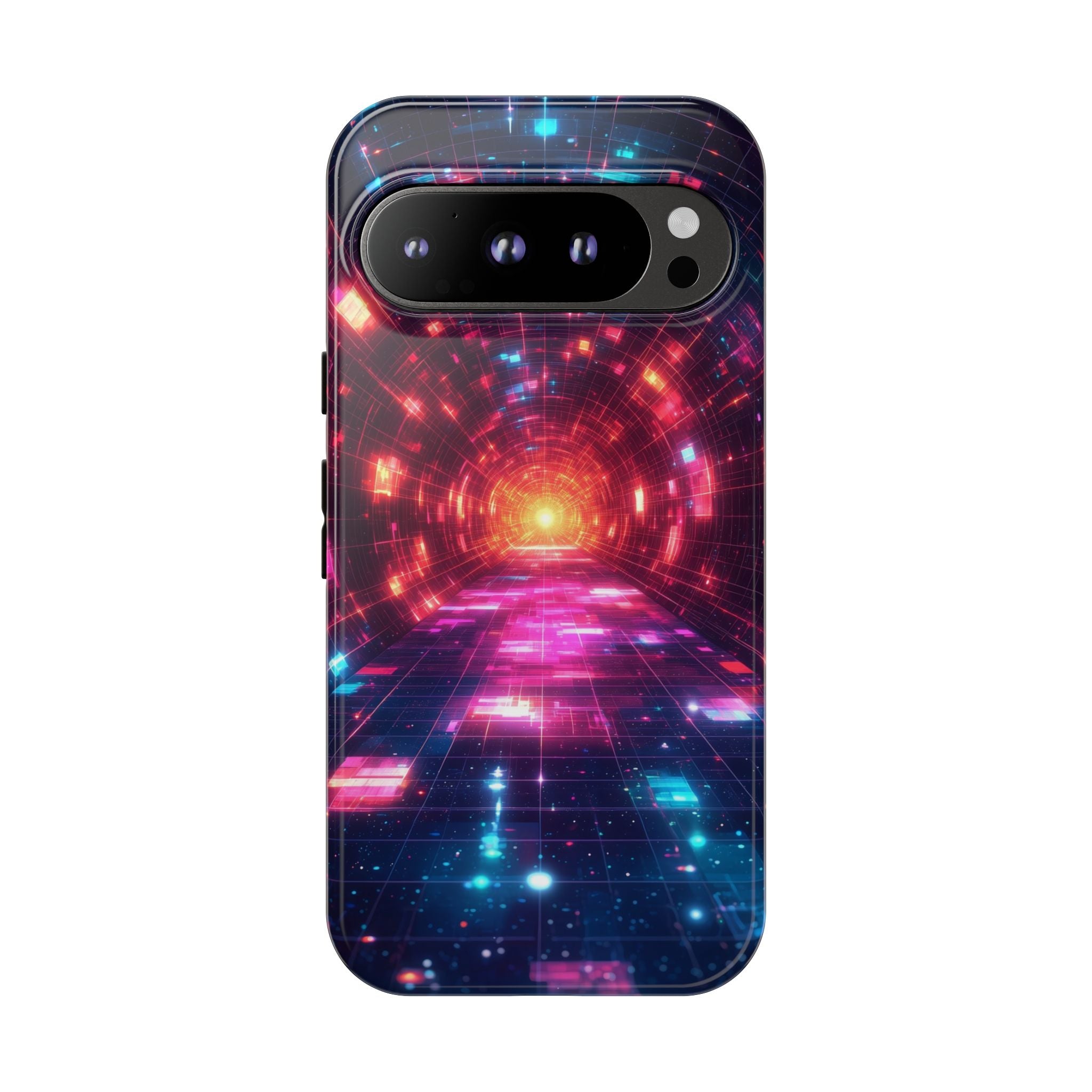 Neon Tunnel Tough Google Pixel Case — Retro Futuristic Galaxy Design
