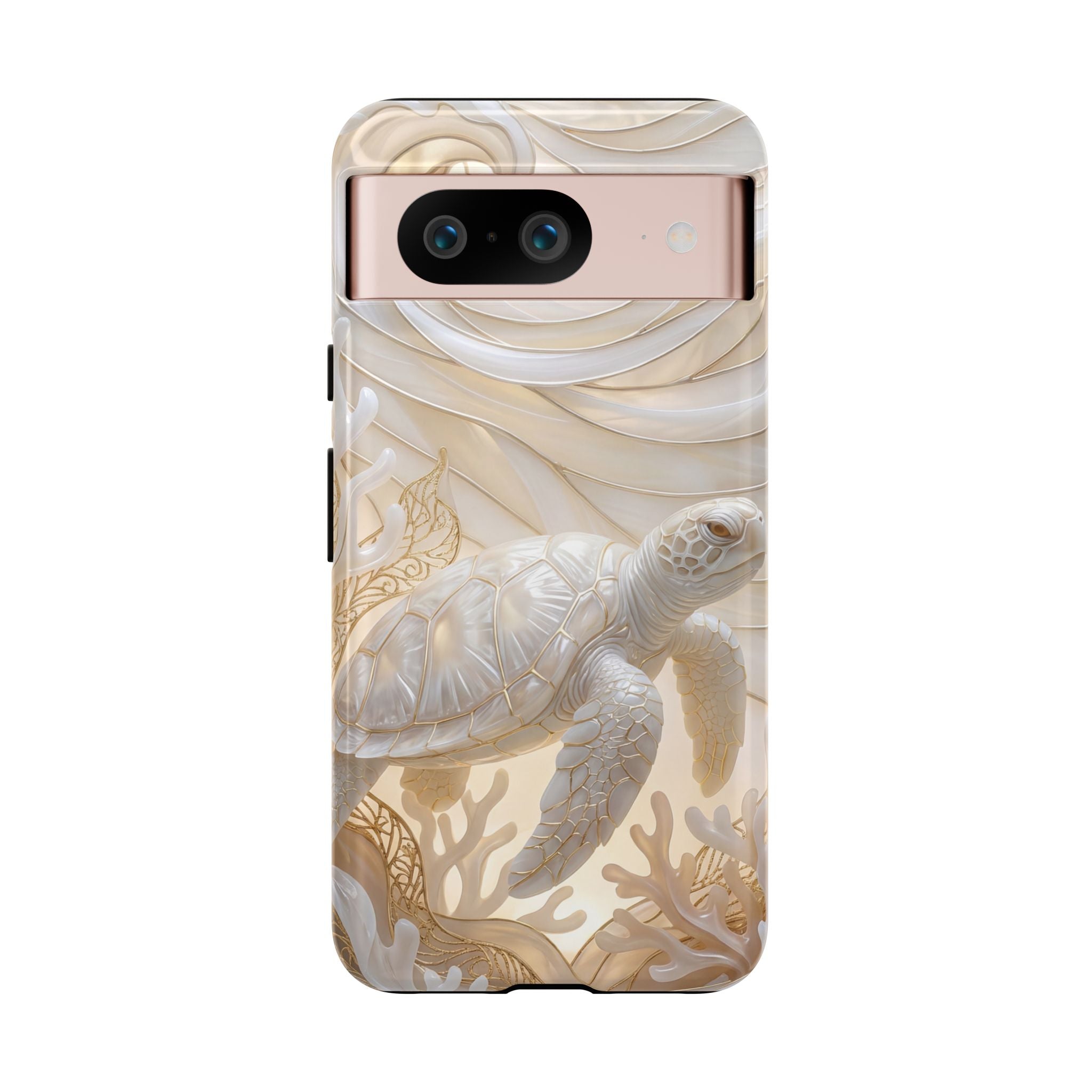 Sea Turtle Tough Google Pixel Case — Elegant Nautical Coral Design