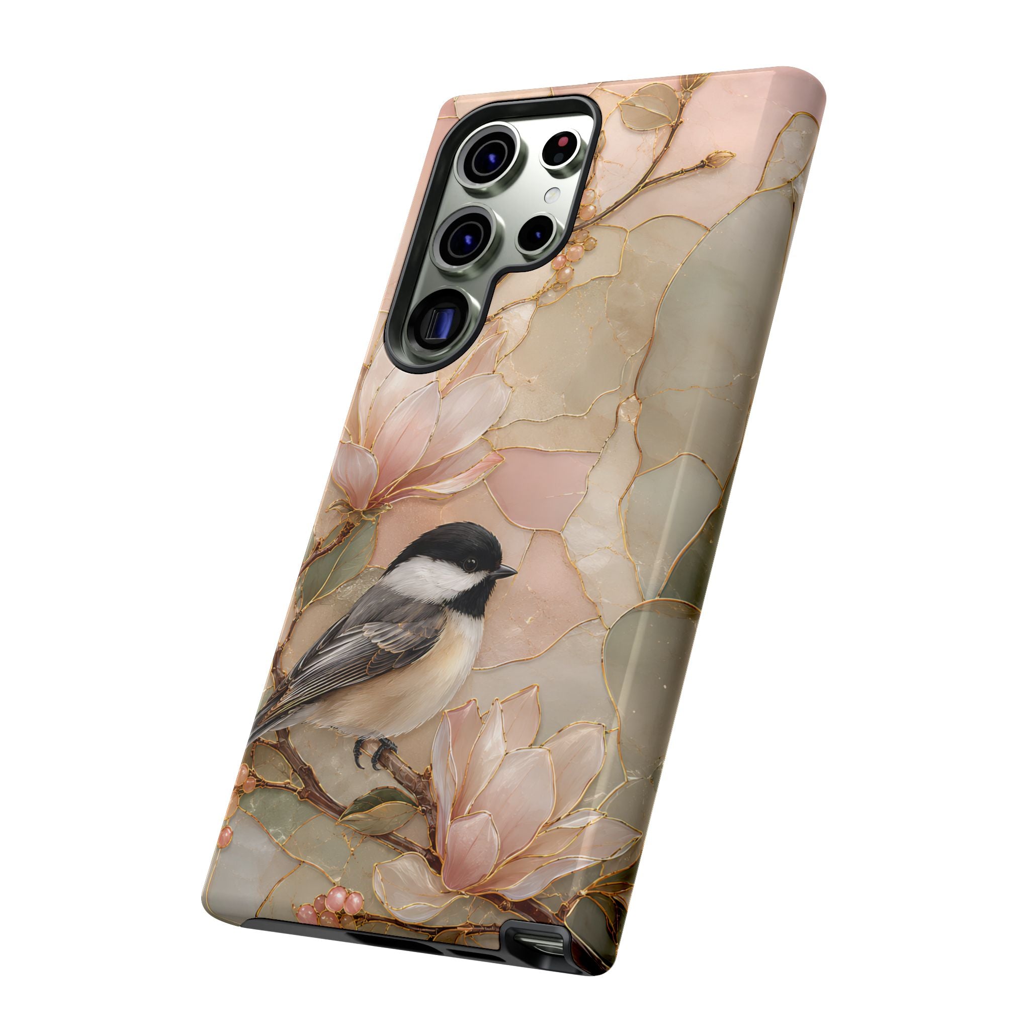 Chickadee Samsung Galaxy Phone Case | Magnolia Flower Phone Case