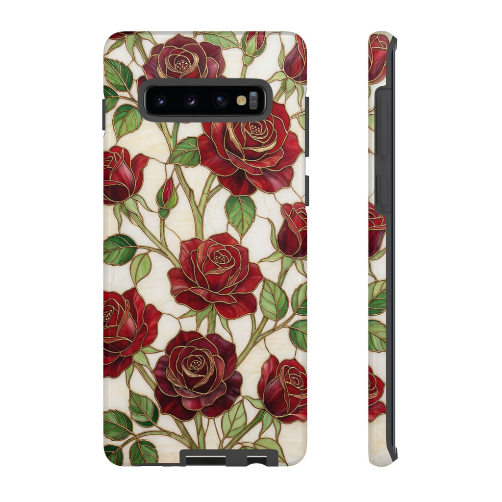 Custodia resistente per Samsung Galaxy con motivo floreale vintage a rosa rossa