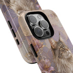 Maine Coon Cat iPhone Case | Floral Cat iPhone Case