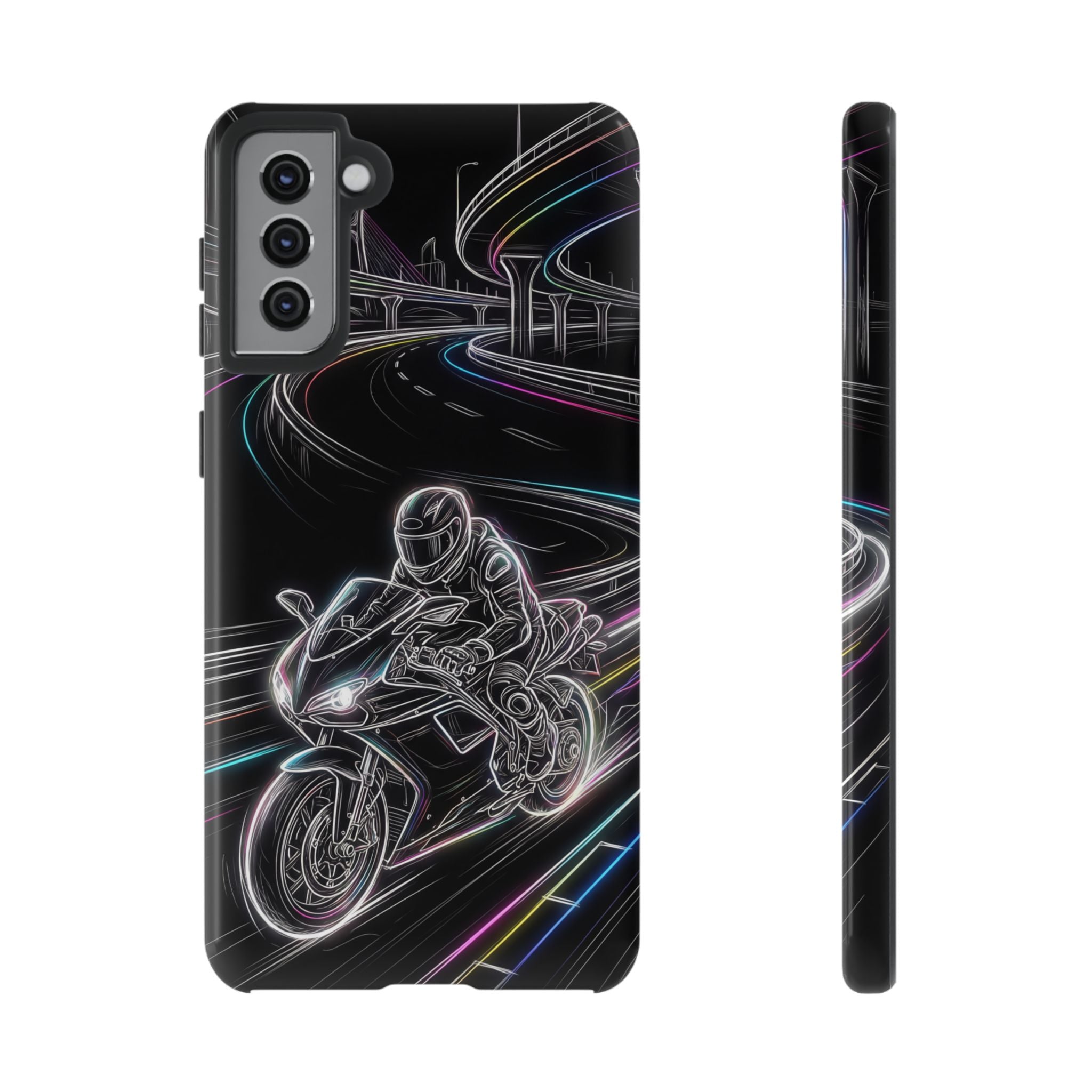 Neon Night Rider Samsung Galaxy Phone Case | Motorcycle Racing Protective Cover