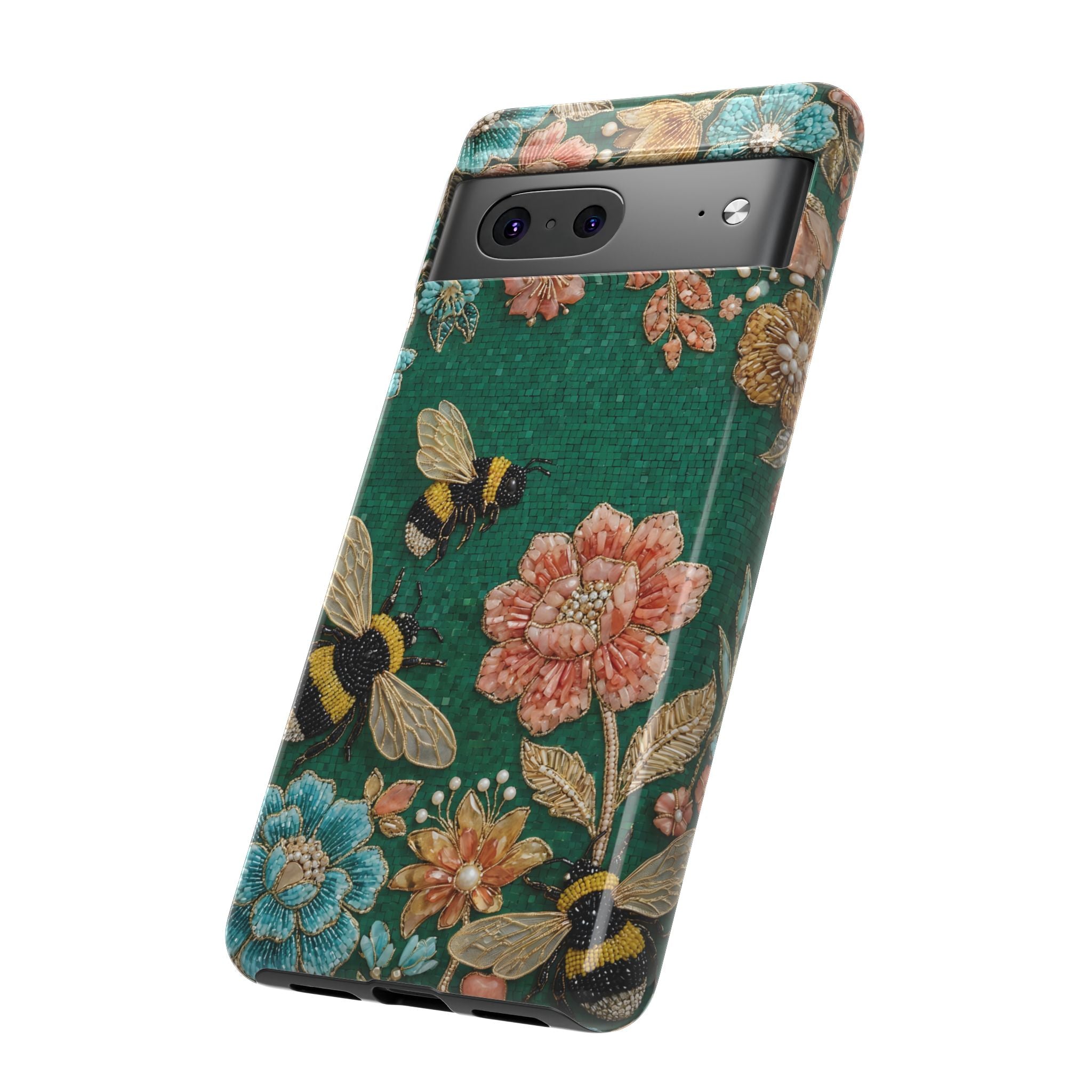 Floral Bumblebee Tough Google Pixel Phone Case | Protective Botanical Phone Cover