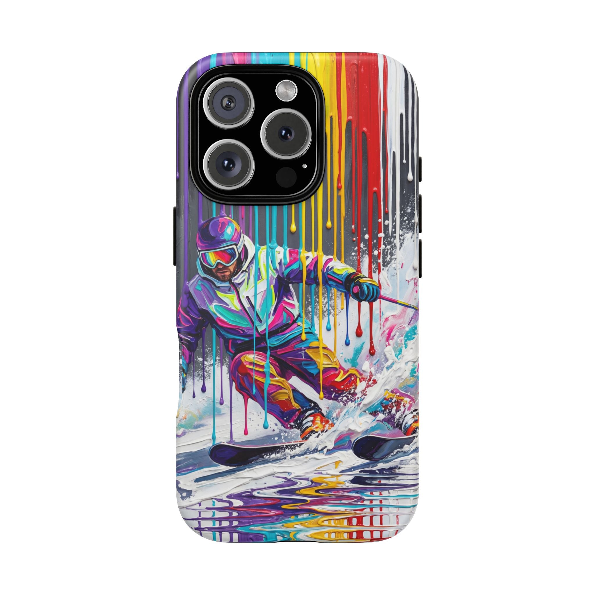 Colourful Skiing Drip Art Tough iPhone Case
