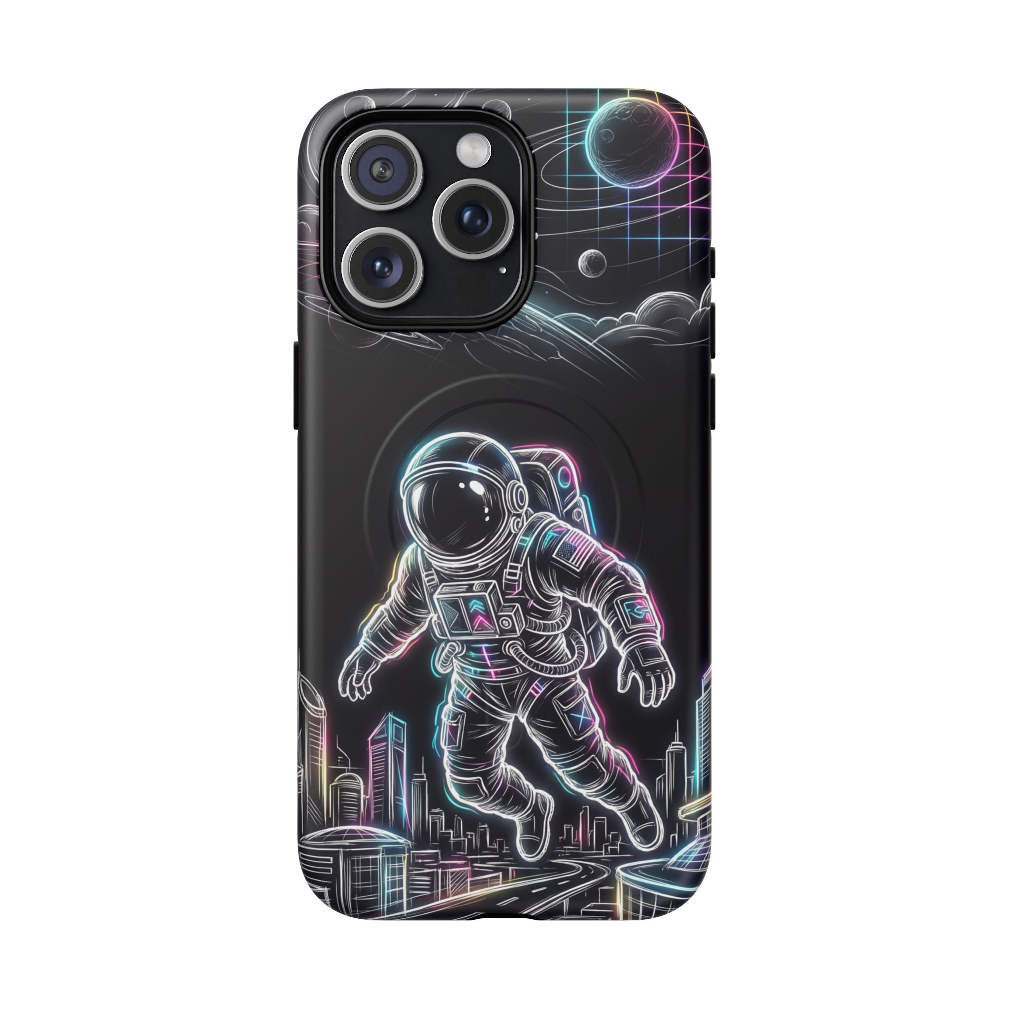 Space Explorer Astronaut NeonMagSafe iPhone Case